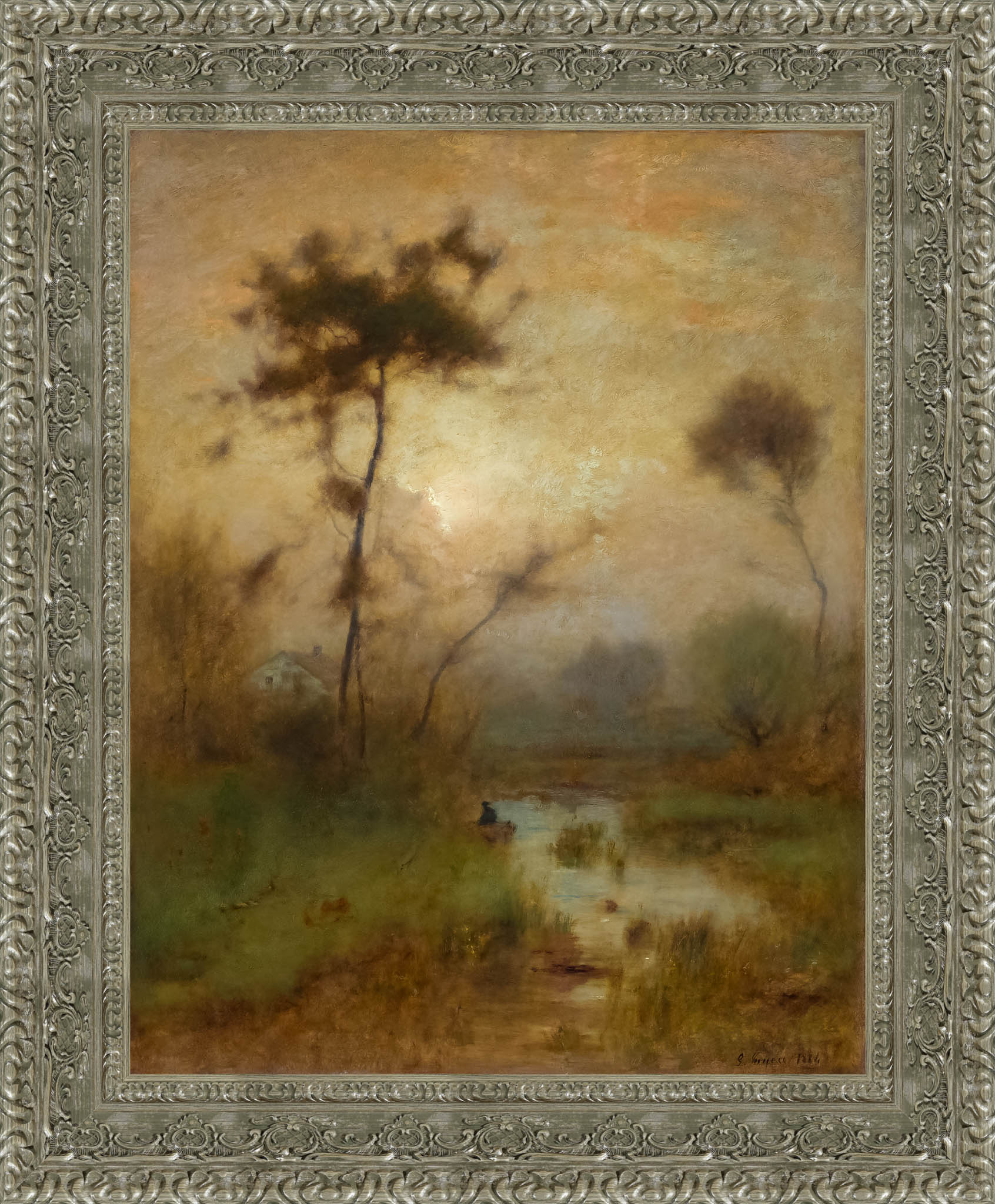 A Silver Morning by George Inness — Framed Giclee Canvas Print | Canvas Classics