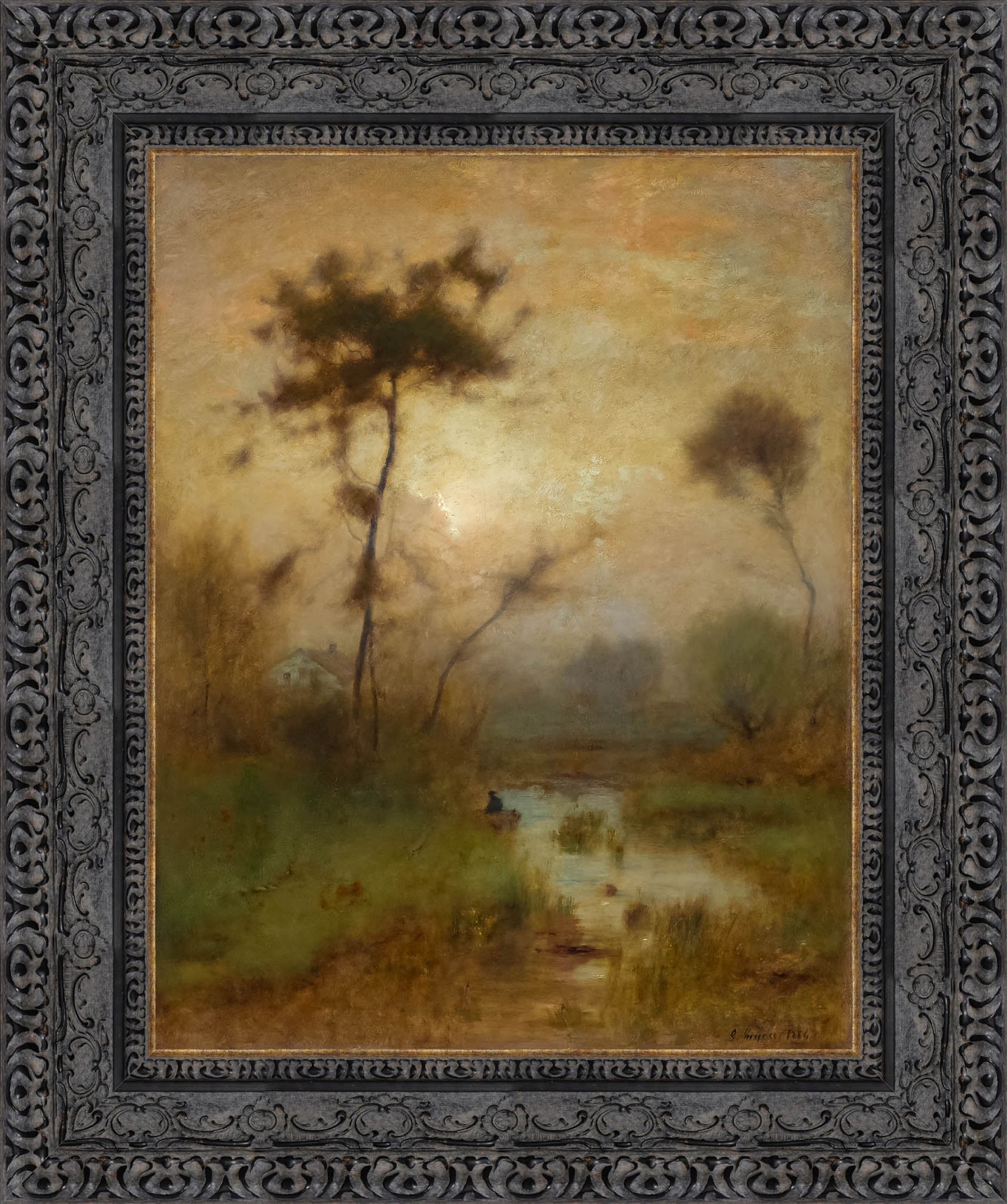 A Silver Morning by George Inness — Framed Giclee Canvas Print | Canvas Classics