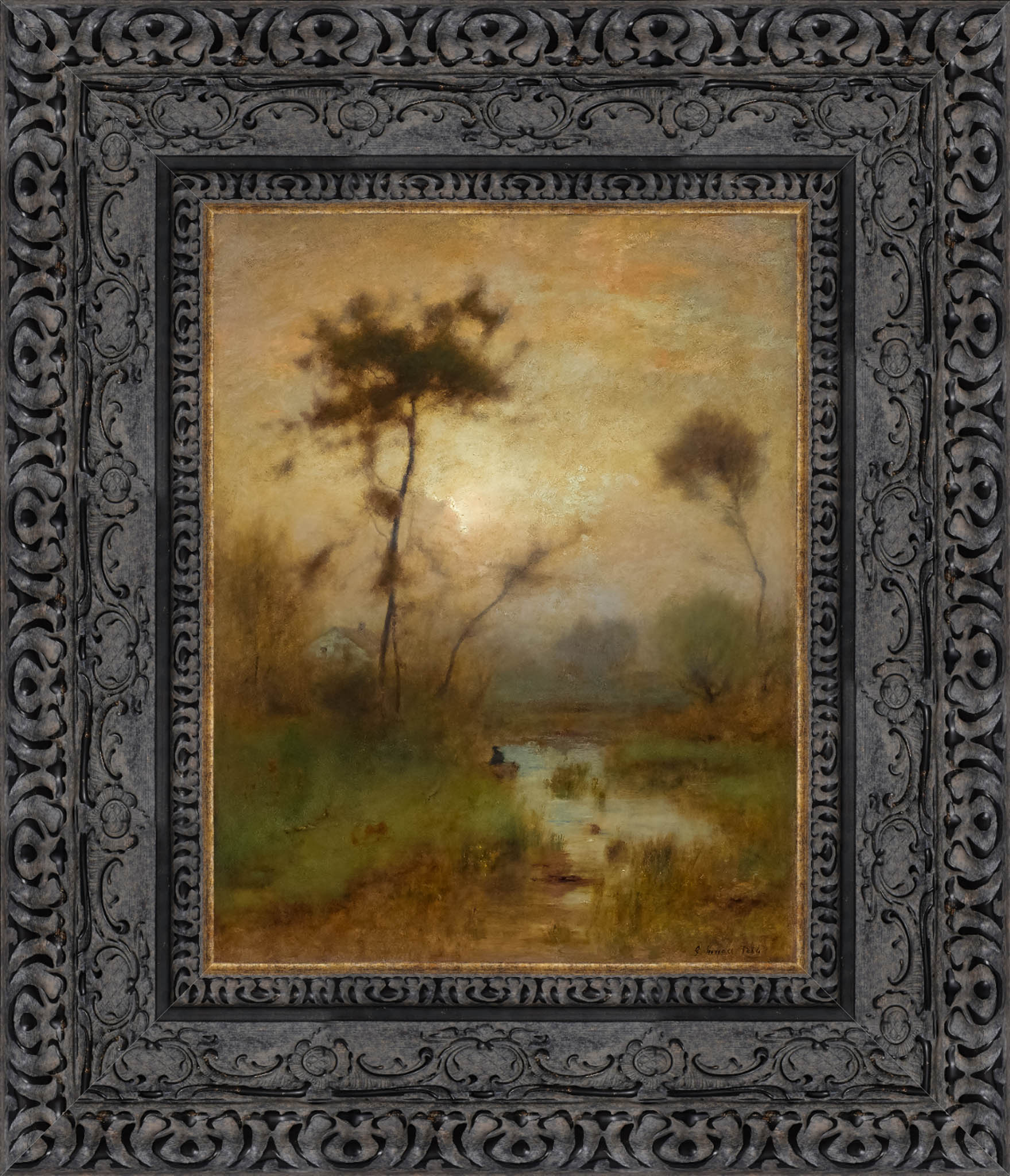 A Silver Morning by George Inness — Framed Giclee Canvas Print | Canvas Classics