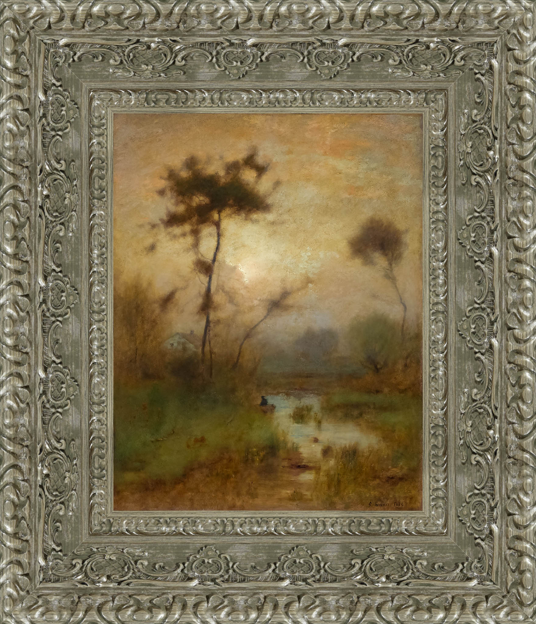 A Silver Morning by George Inness — Framed Giclee Canvas Print | Canvas Classics