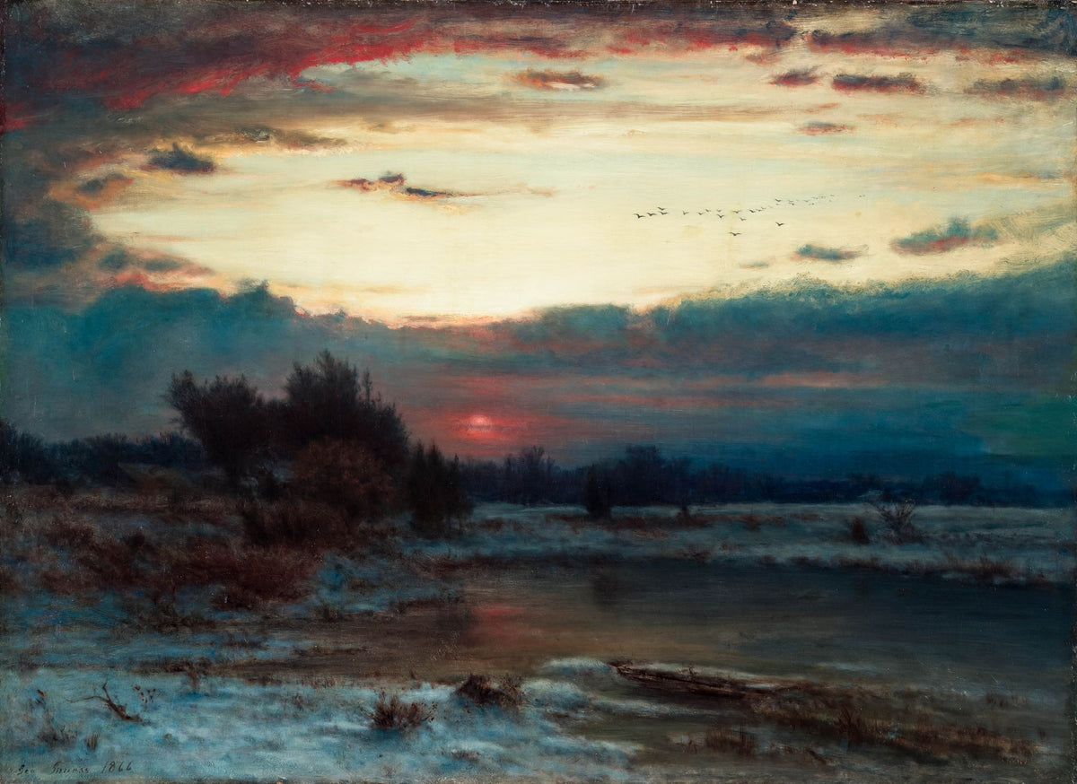 A Winter Sky – George Inness, 1866, framed