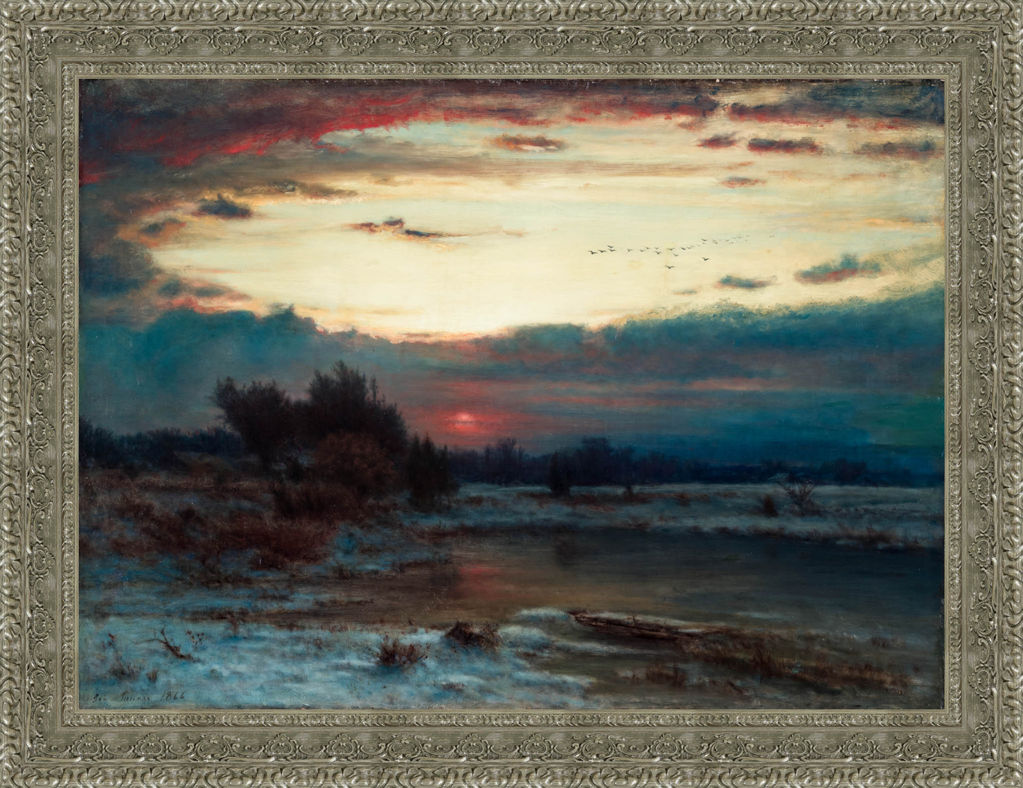 A Winter Sky by George Inness — Framed Giclee Canvas Print | Canvas Classics