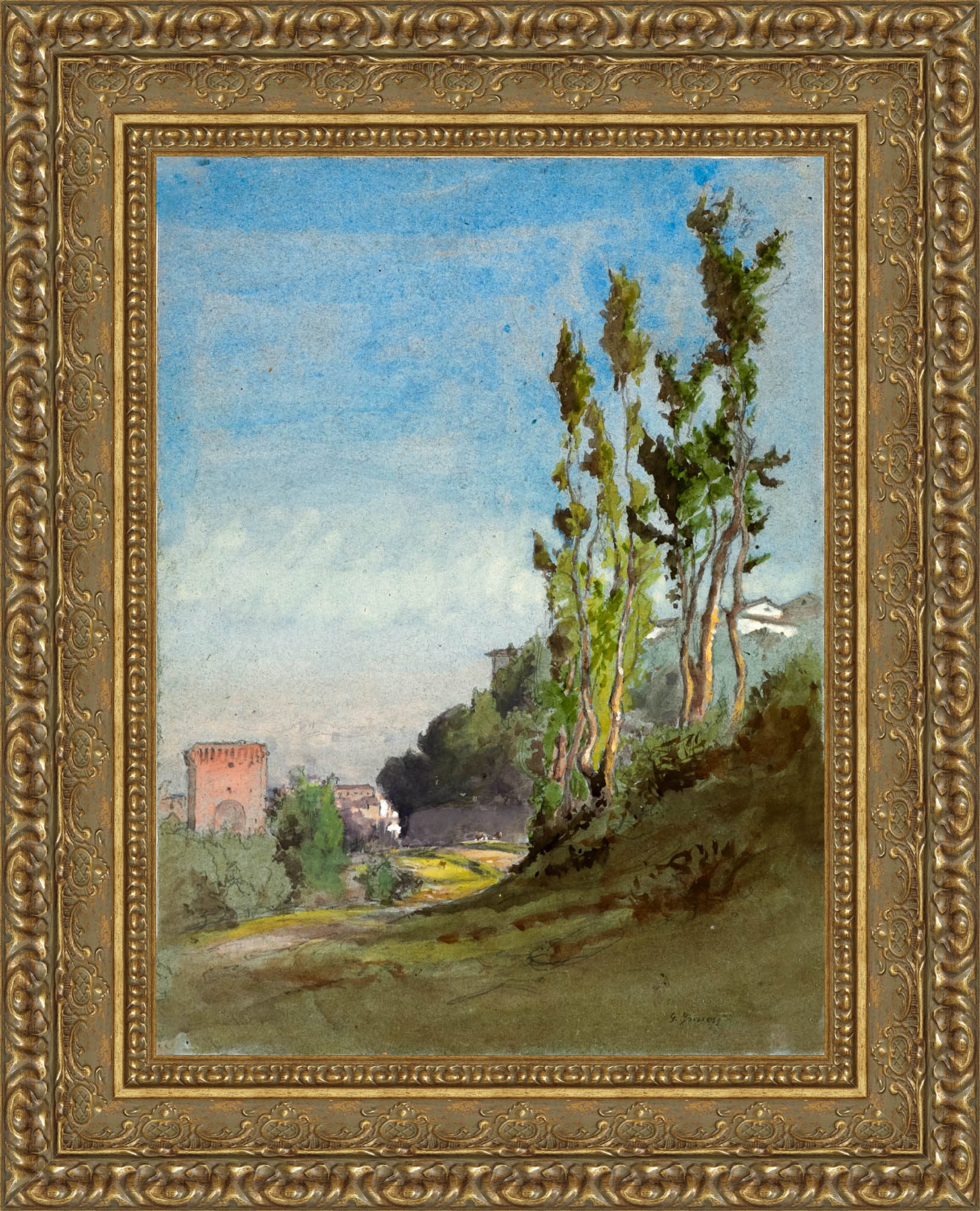 Albano Italy by George Inness — Framed Giclee Canvas Print | Canvas Classics