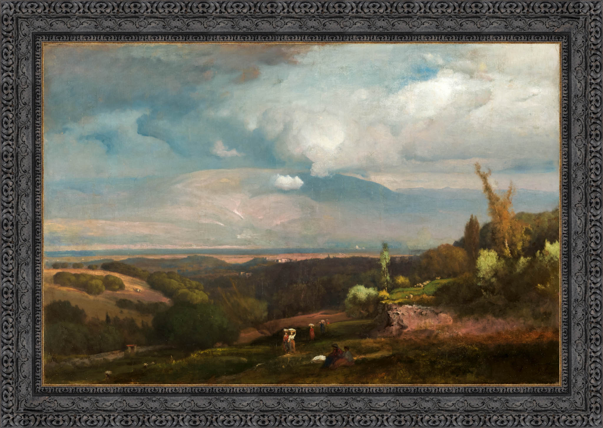 Approaching Storm From The Alban Hills by George Inness — Framed Giclee Canvas Print | Canvas Classics