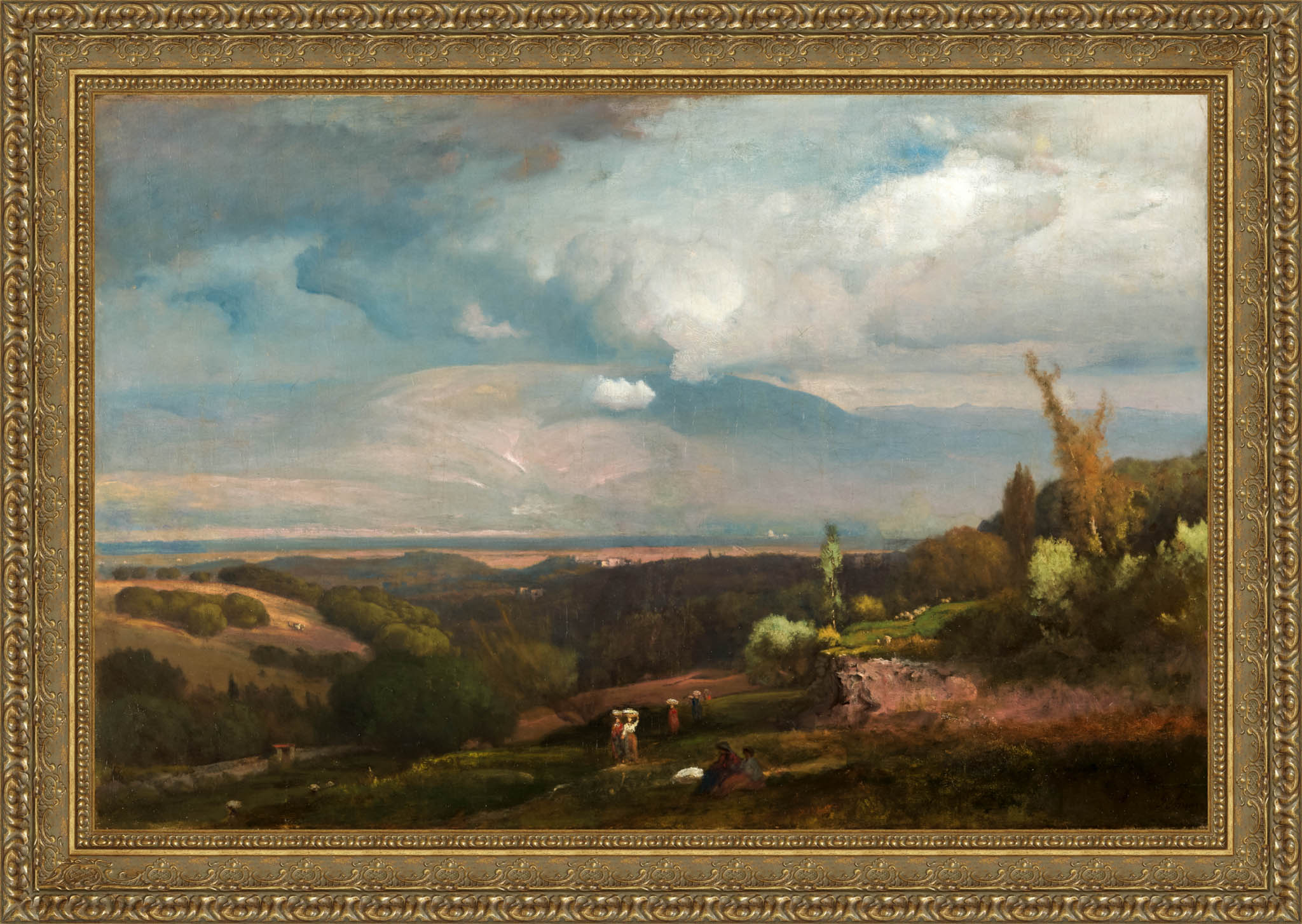 Approaching Storm From The Alban Hills by George Inness — Framed Giclee Canvas Print | Canvas Classics