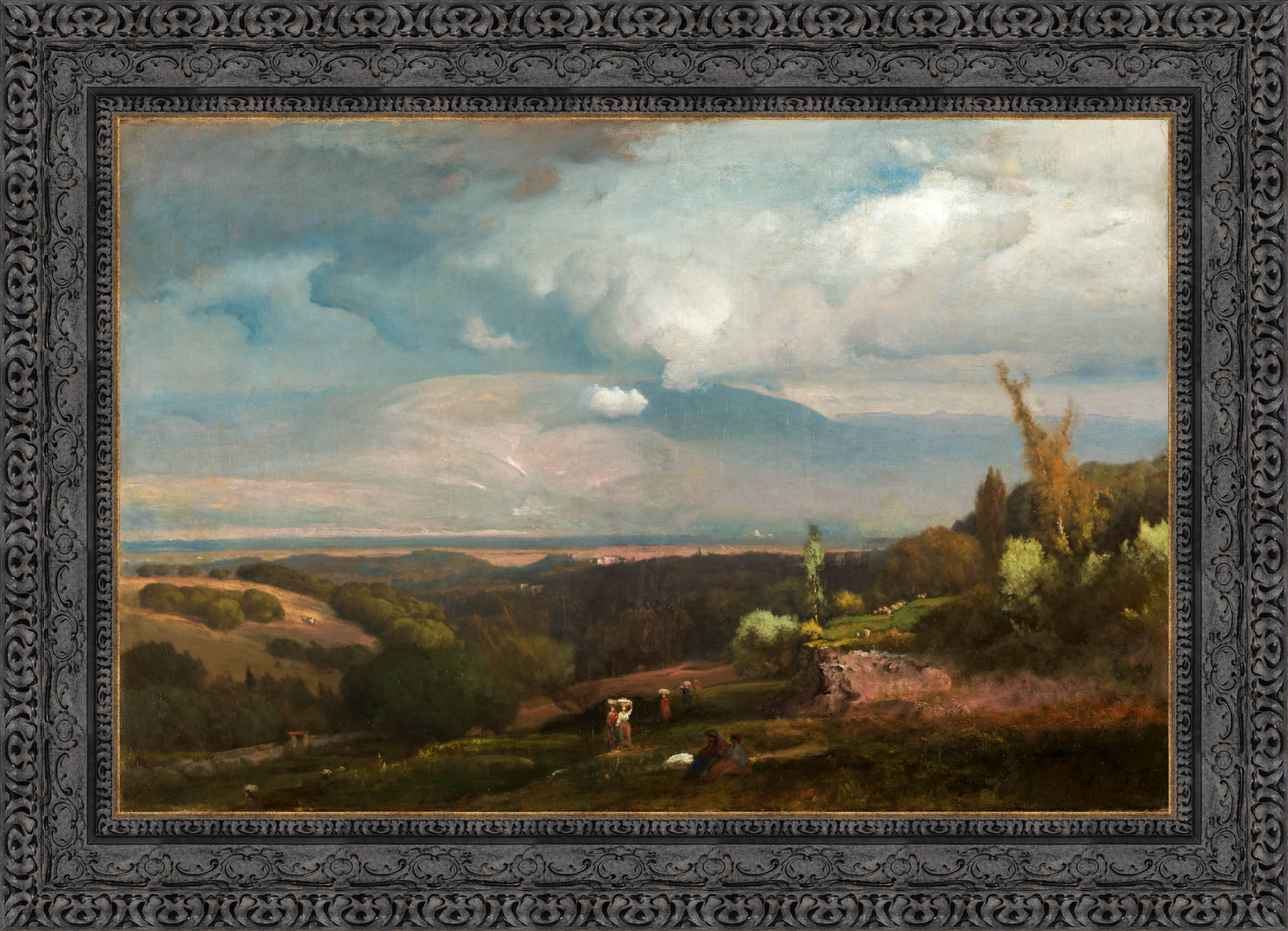 Approaching Storm From The Alban Hills by George Inness — Framed Giclee Canvas Print | Canvas Classics