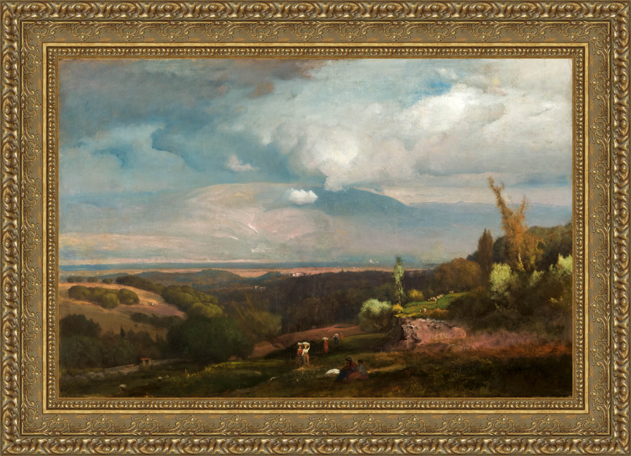 Approaching Storm From The Alban Hills by George Inness — Framed Giclee Canvas Print | Canvas Classics