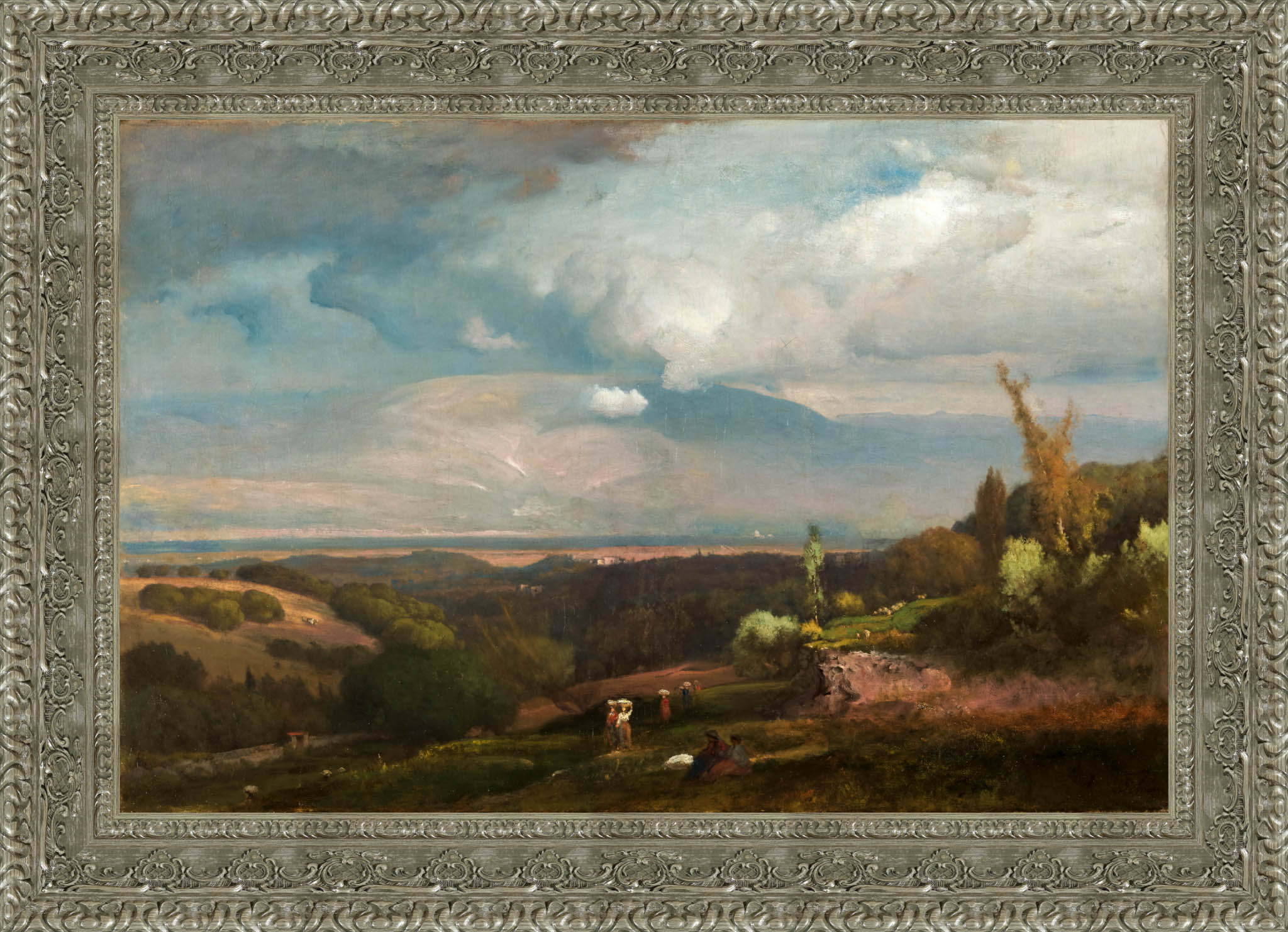 Approaching Storm From The Alban Hills by George Inness — Framed Giclee Canvas Print | Canvas Classics