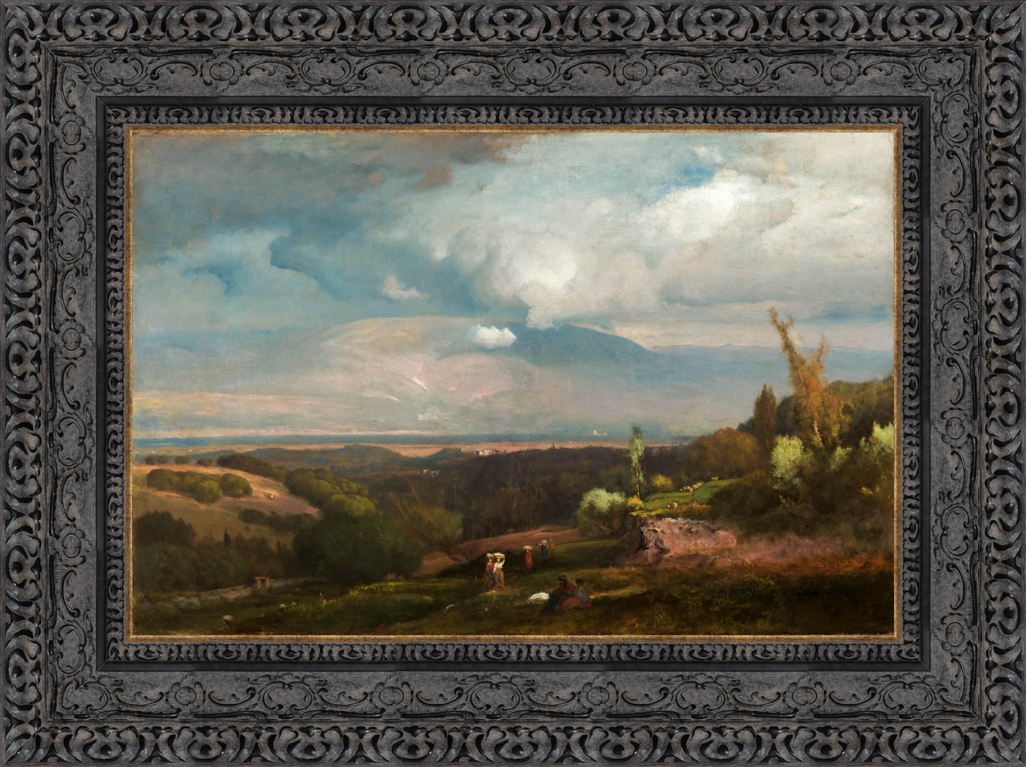 Approaching Storm From The Alban Hills by George Inness — Framed Giclee Canvas Print | Canvas Classics