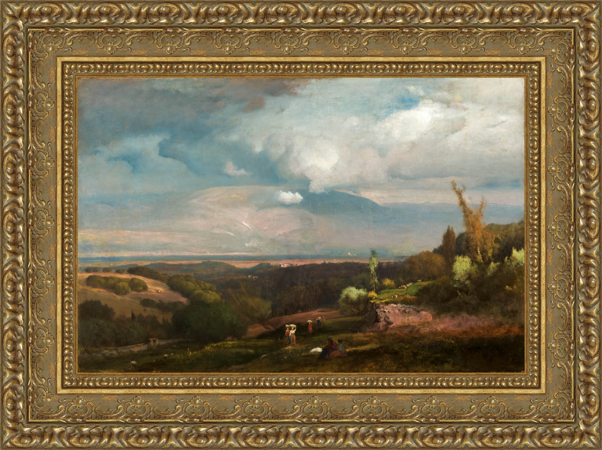 Approaching Storm From The Alban Hills by George Inness — Framed Giclee Canvas Print | Canvas Classics