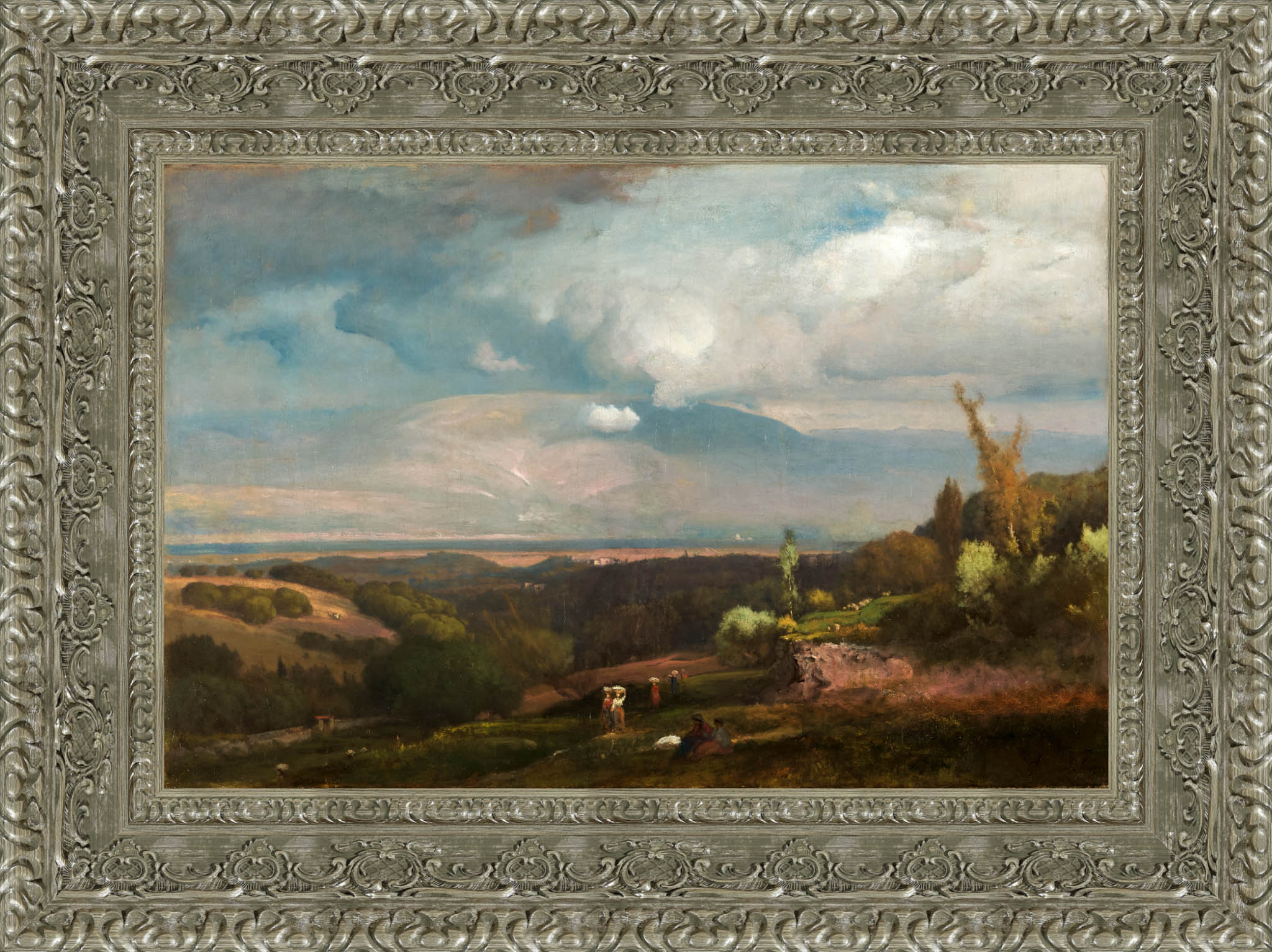 Approaching Storm From The Alban Hills by George Inness — Framed Giclee Canvas Print | Canvas Classics