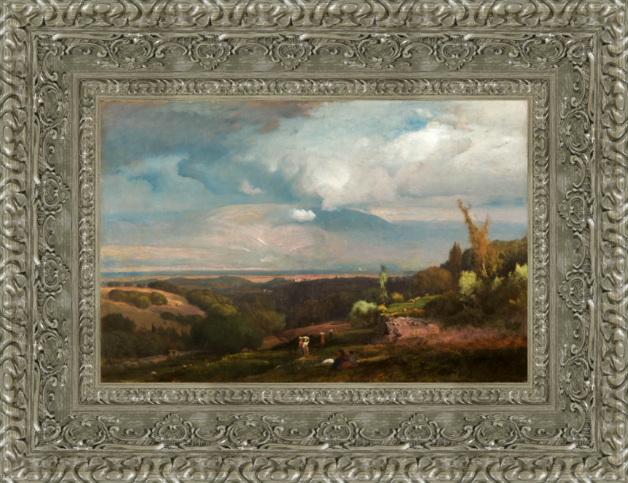 Approaching Storm From The Alban Hills by George Inness — Framed Giclee Canvas Print | Canvas Classics