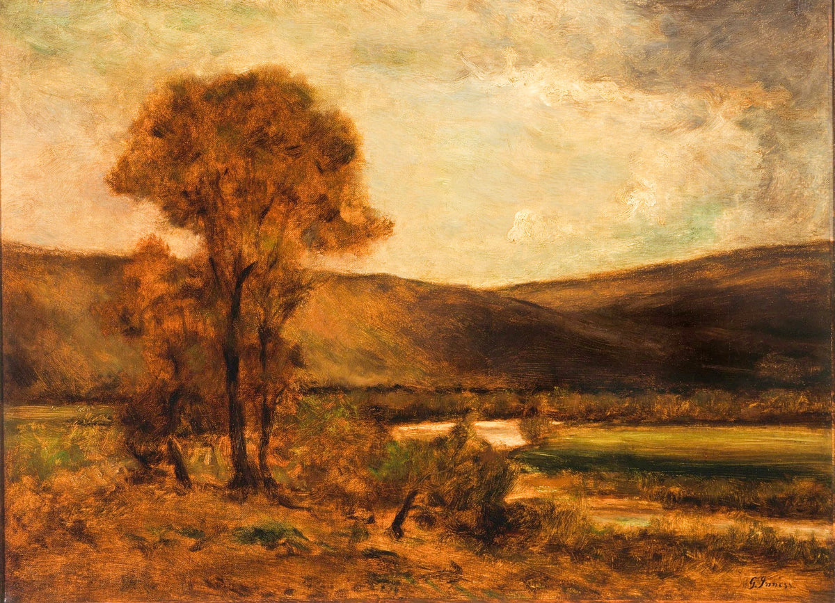 Autumn Scene by George Inness, c. 1875, framed