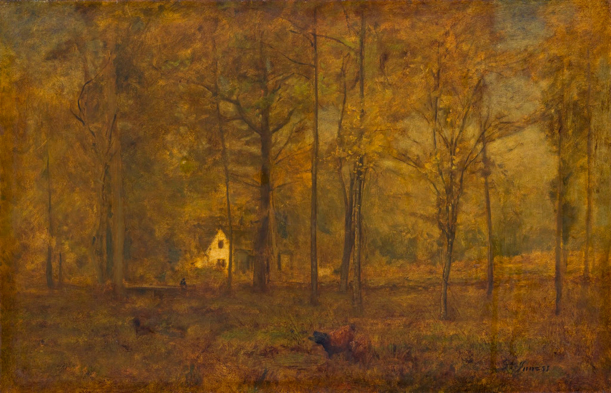 Autumn Woods – George Inness, c. 1886, framed