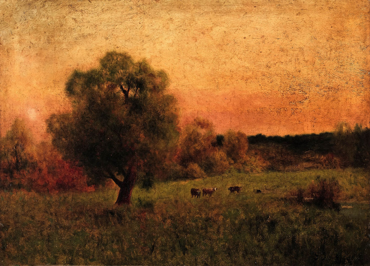 Cows in a Field – George Inness, c. 1880, framed