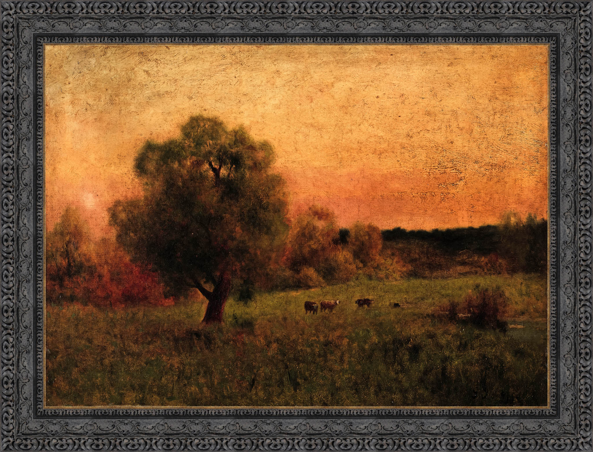 Cows in a Field by George Inness — Framed Giclee Canvas Print | Canvas Classics
