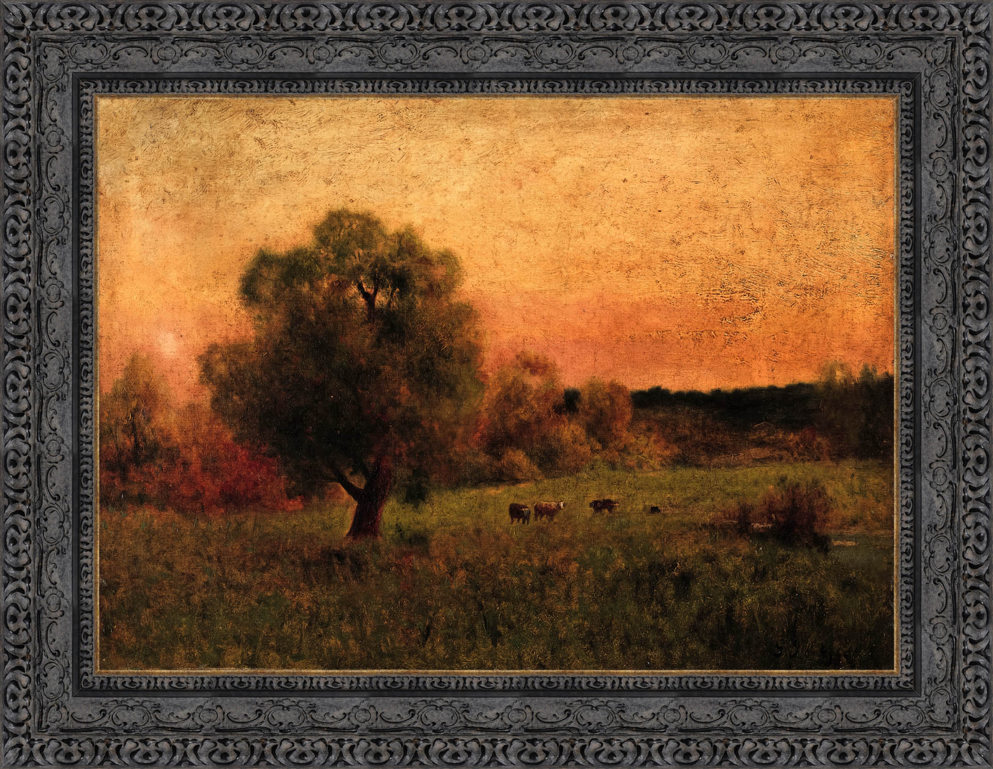 Cows in a Field by George Inness — Framed Giclee Canvas Print | Canvas Classics