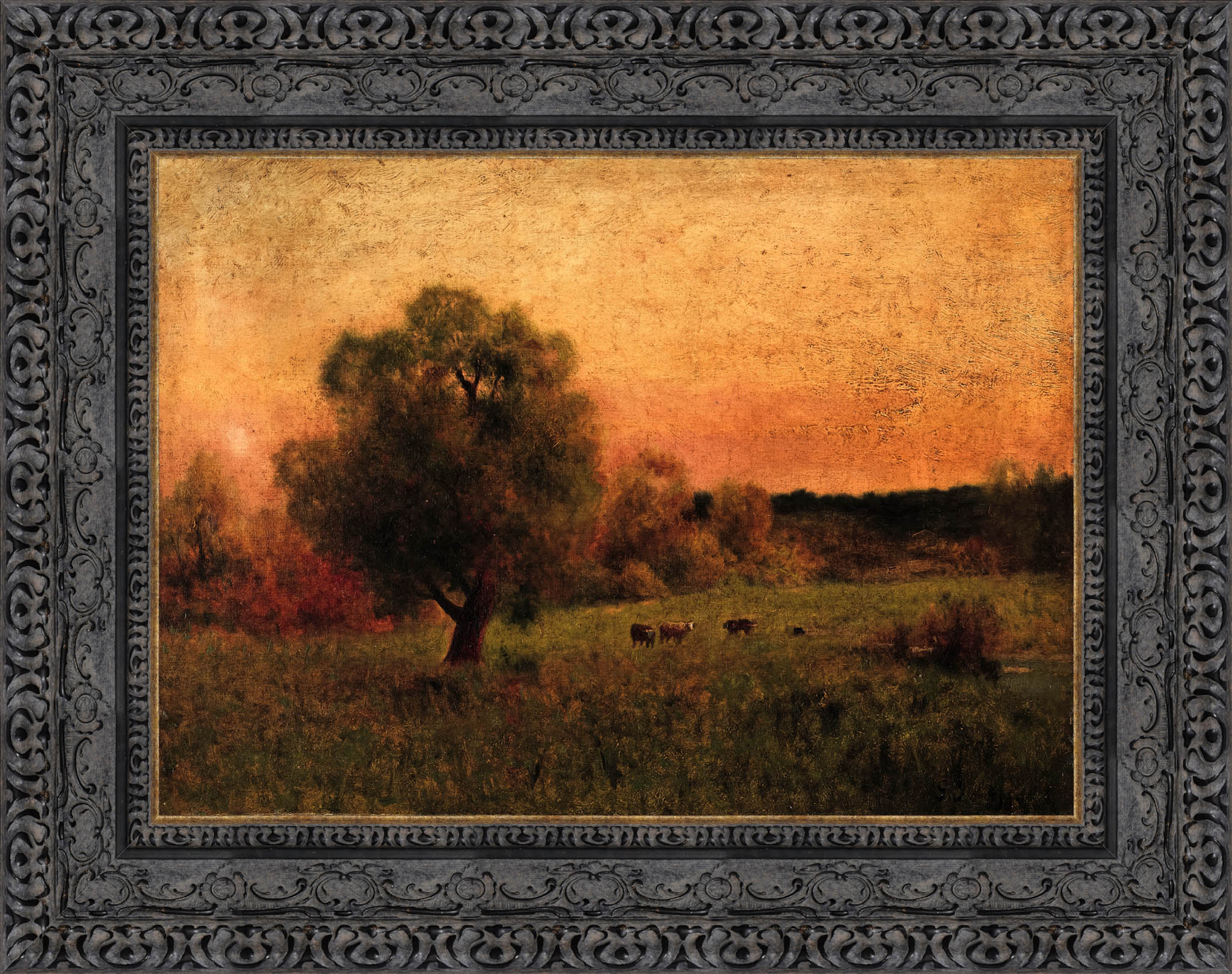 Cows in a Field by George Inness — Framed Giclee Canvas Print | Canvas Classics