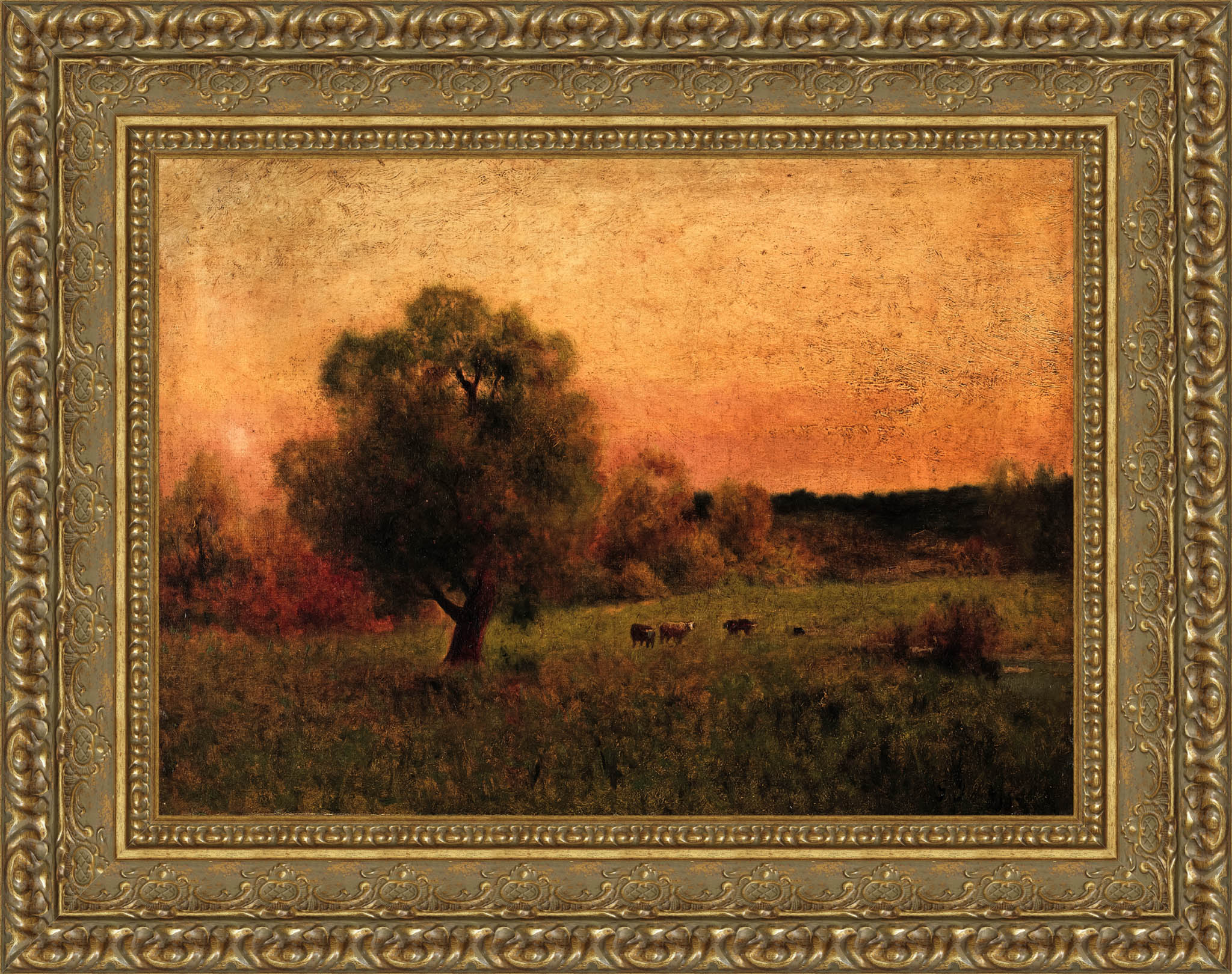 Cows in a Field by George Inness — Framed Giclee Canvas Print | Canvas Classics
