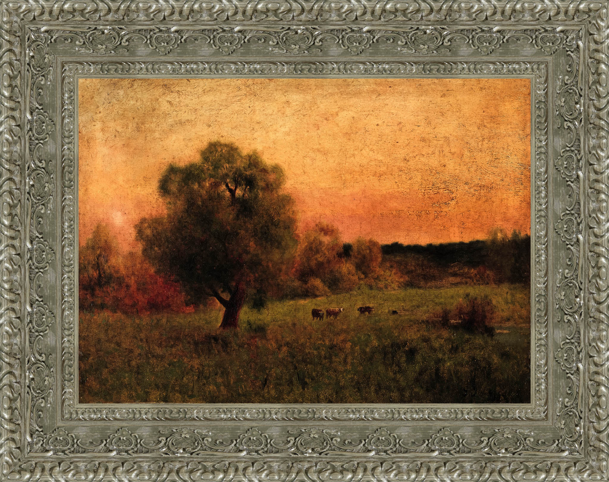 Cows in a Field by George Inness — Framed Giclee Canvas Print | Canvas Classics