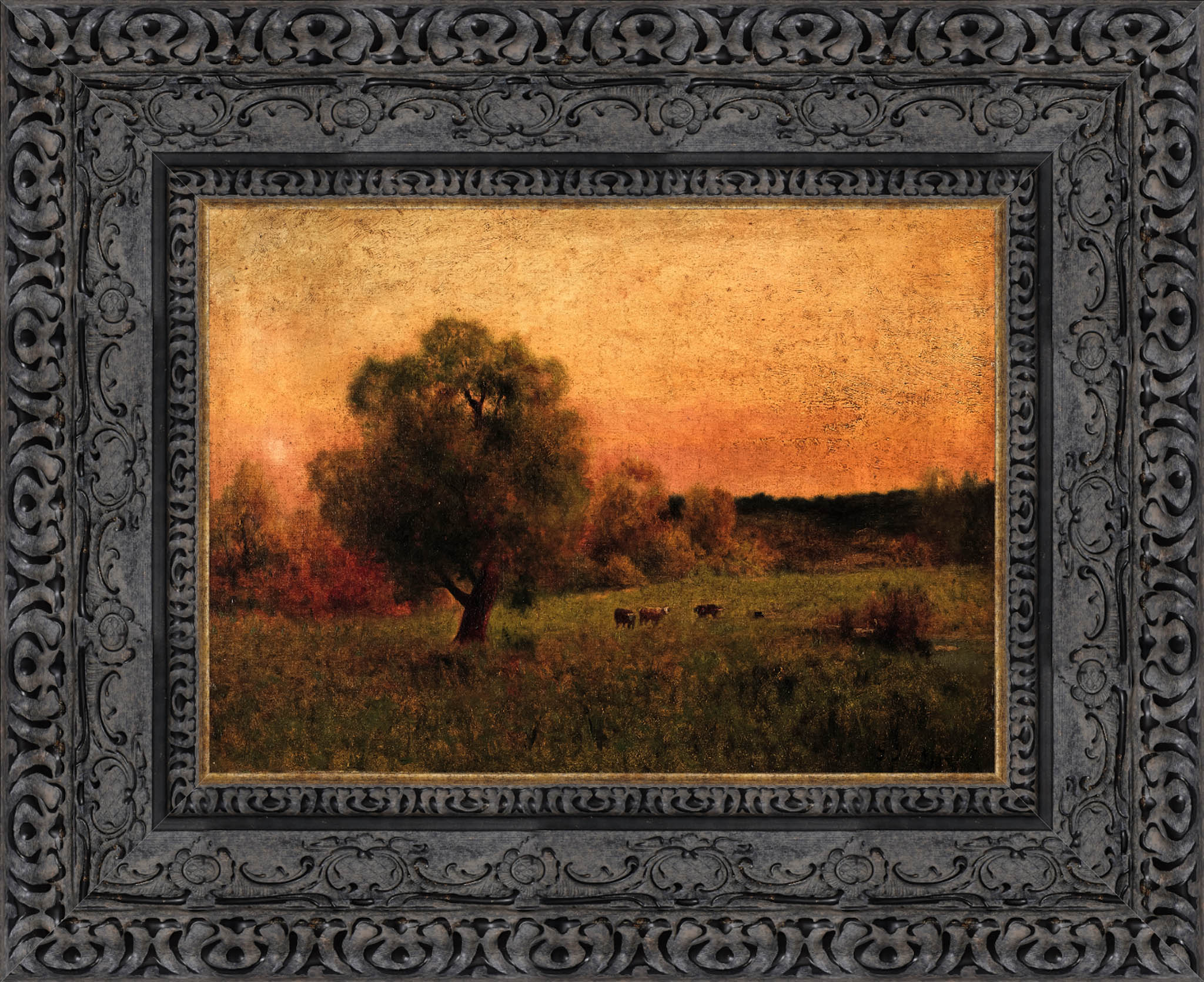 Cows in a Field by George Inness — Framed Giclee Canvas Print | Canvas Classics