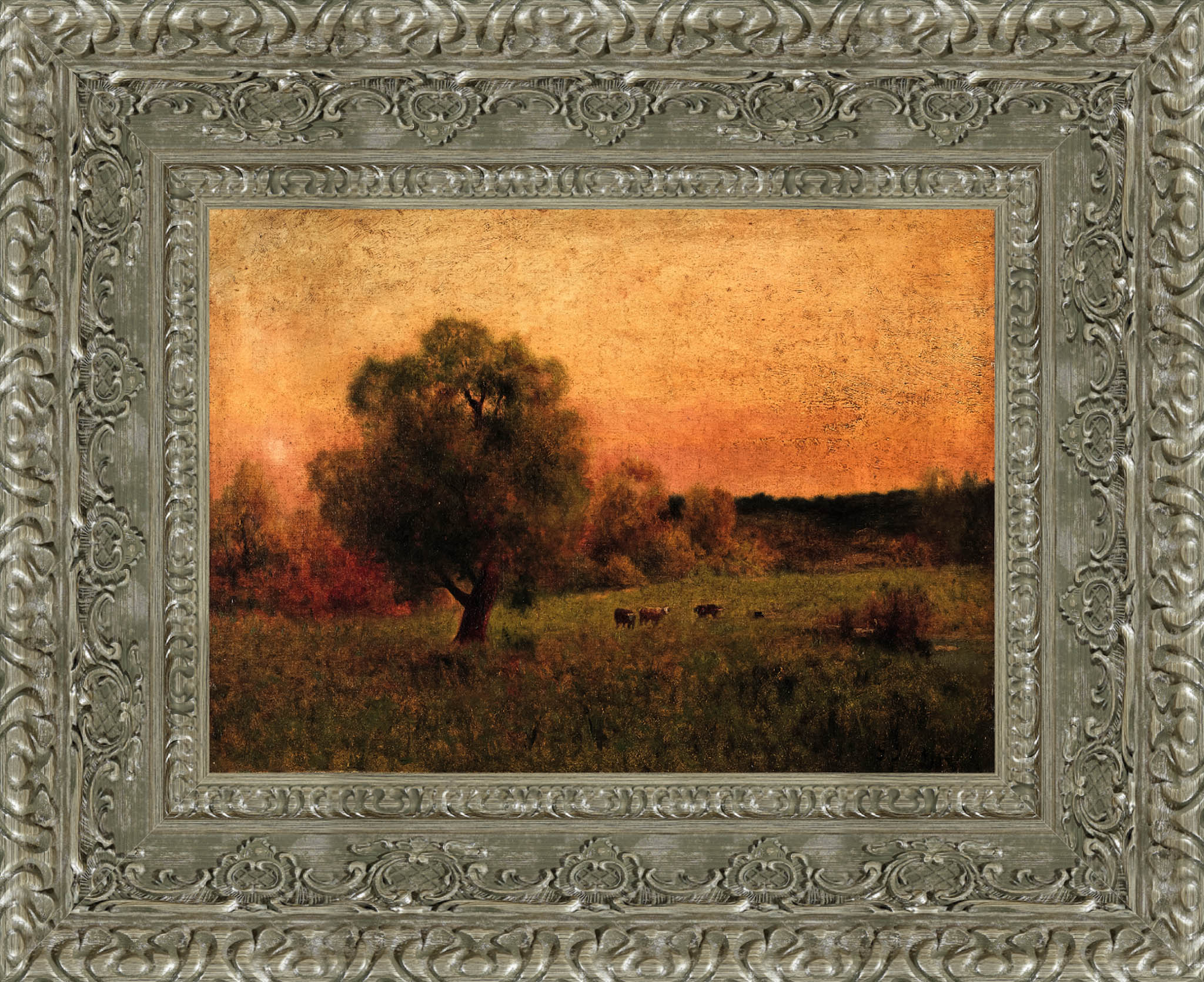 Cows in a Field by George Inness — Framed Giclee Canvas Print | Canvas Classics
