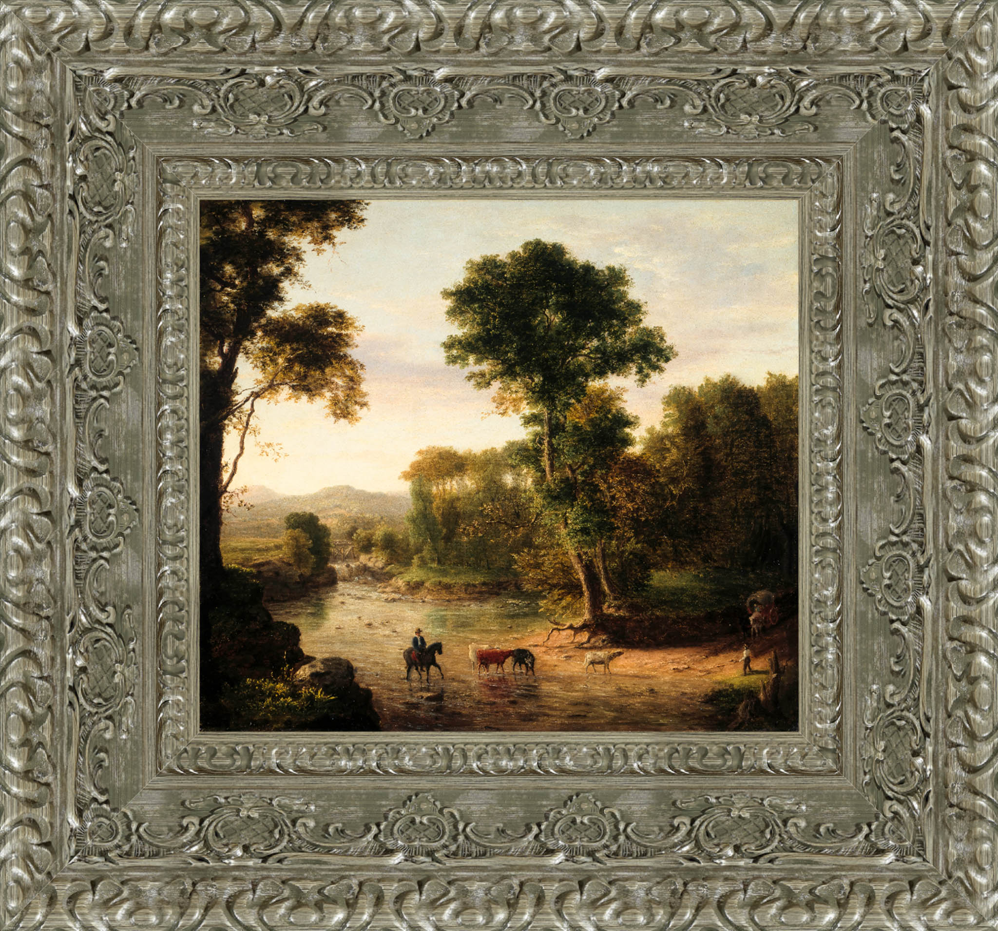Crossing The Ford by George Inness — Framed Giclee Canvas Print | Canvas Classics