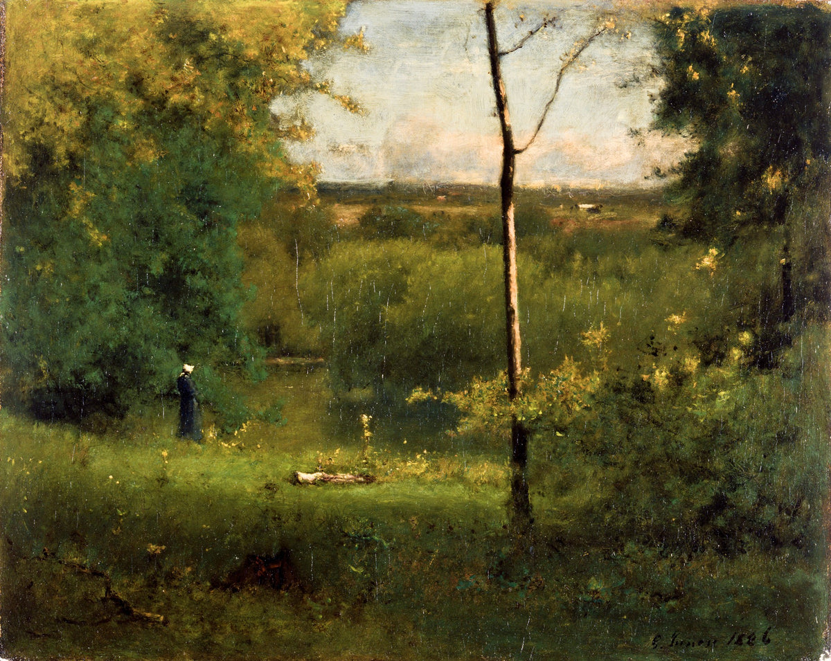 Looking Over the River – George Inness, 1886, framed