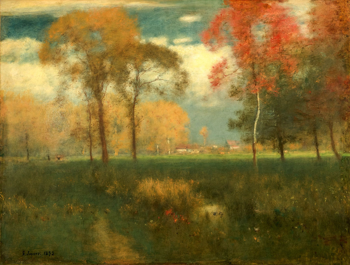 Sunny Autumn Day – George Inness, c. 1892, framed