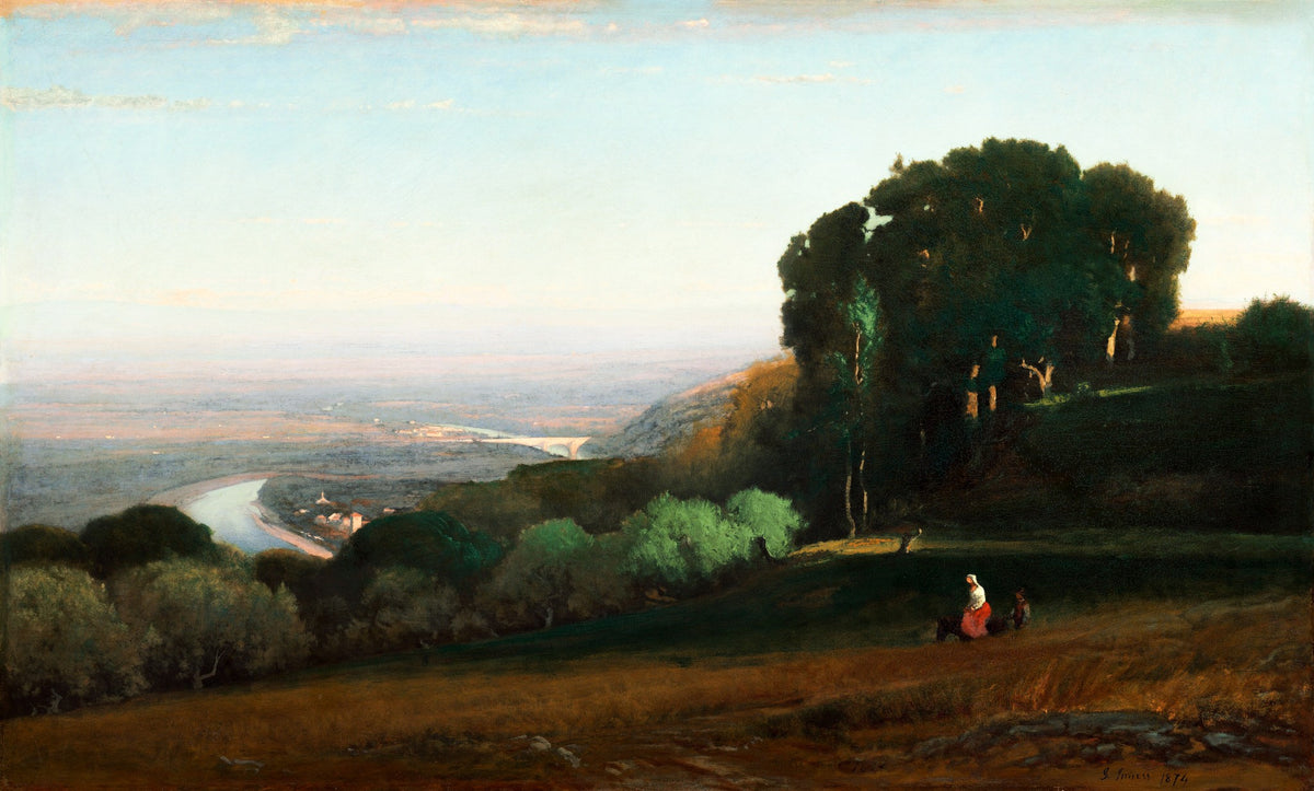 View of the Tiber Near Perugia – George Inness, 1874, framed
