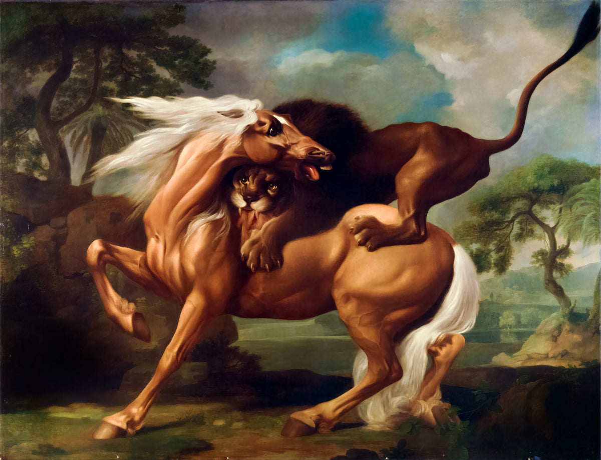A Lion Attacking A Horse – George Stubbs, 1762, framed