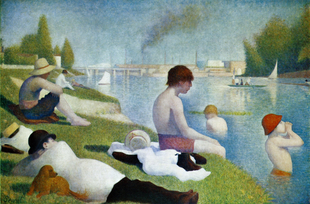 Bathers at Asnières by Georges Seurat — Framed Giclee Canvas Print | Canvas Classics