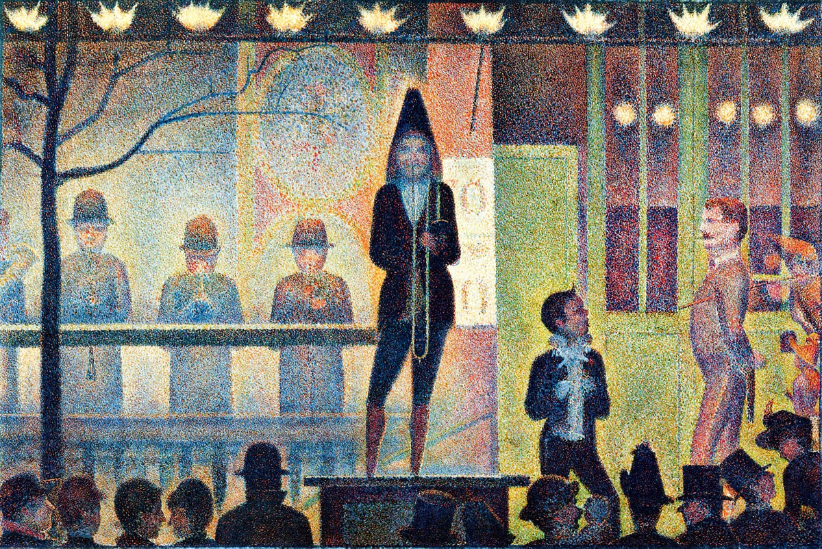 Circus Sideshow by Georges Seurat — Framed Giclee Canvas Print | Canvas Classics