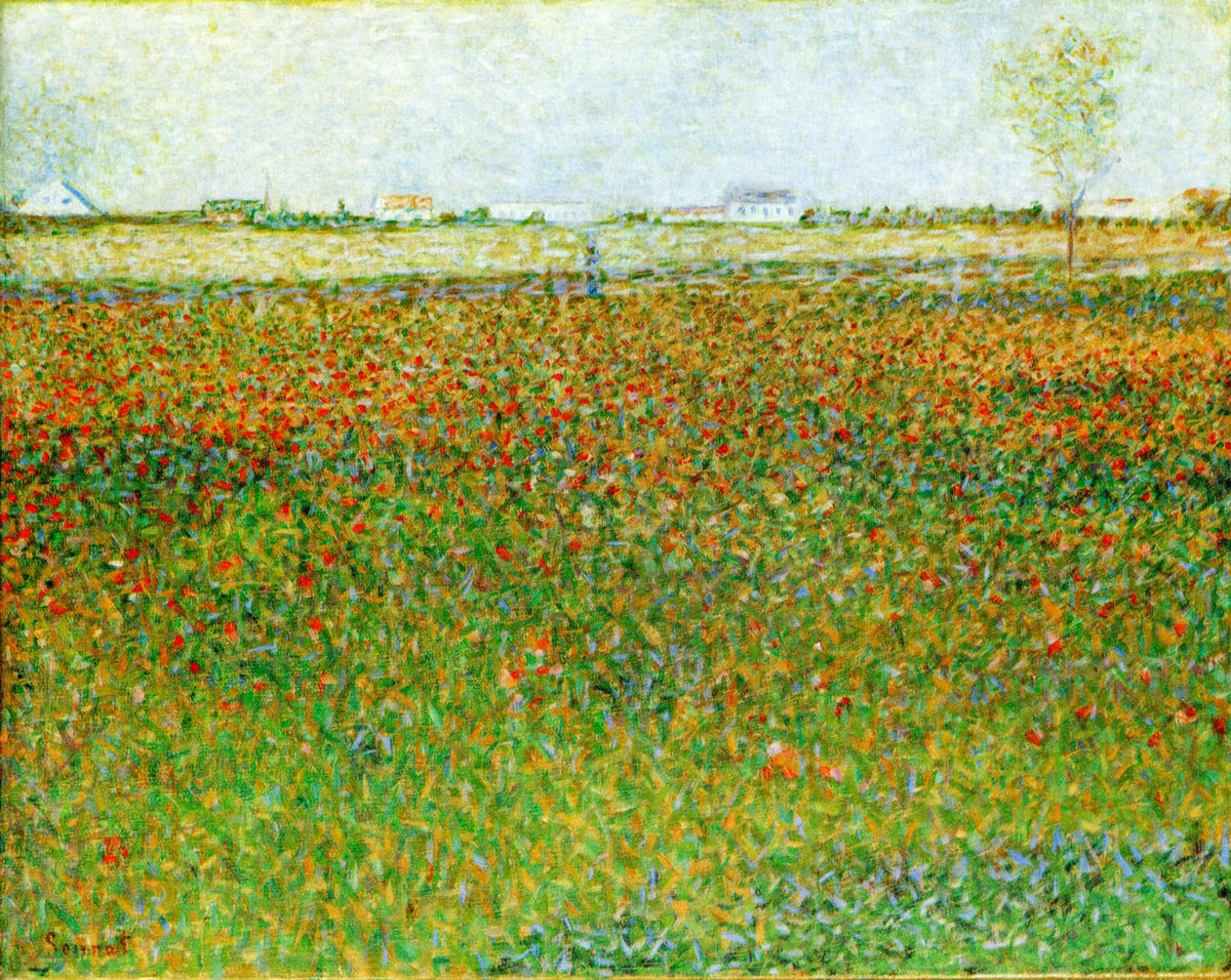 Field of Poppies by Georges Seurat — Framed Giclee Canvas Print | Canvas Classics