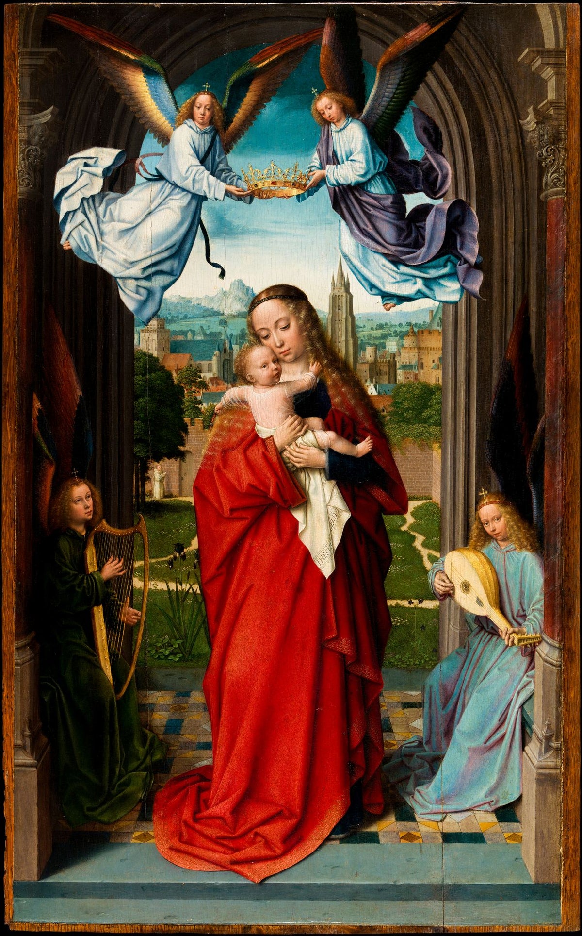 Virgin and Child with Four Angels – Gerard David, c. 1510, framed