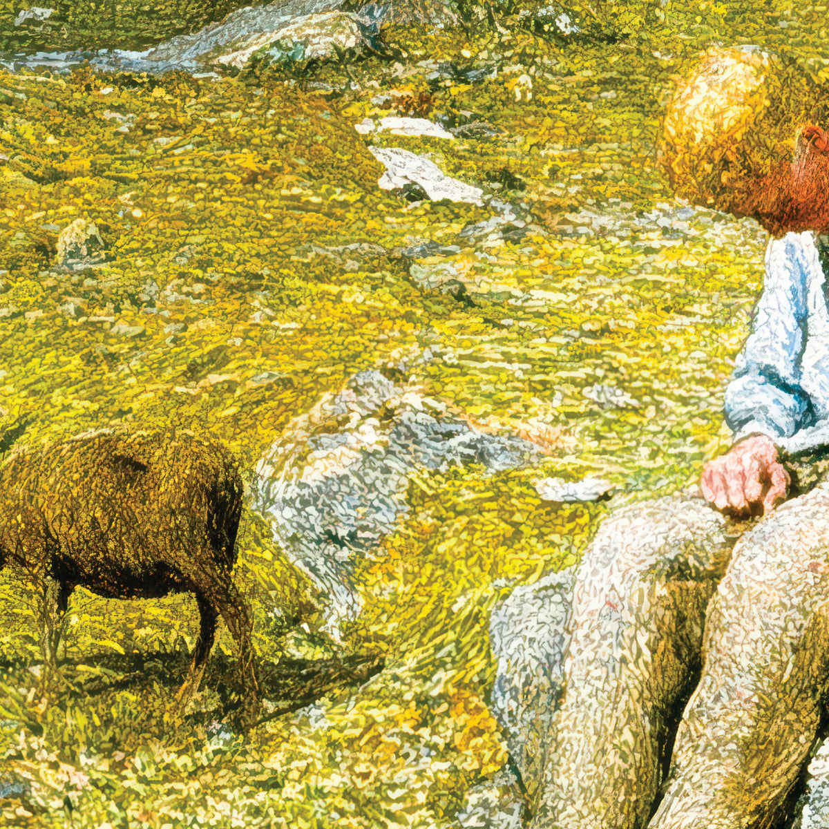 Alpine Pasture – Giovanni Segantini, 1894, print detail at full resolution