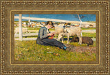 Girl Knitting in Savognin – Giovanni Segantini, 1888