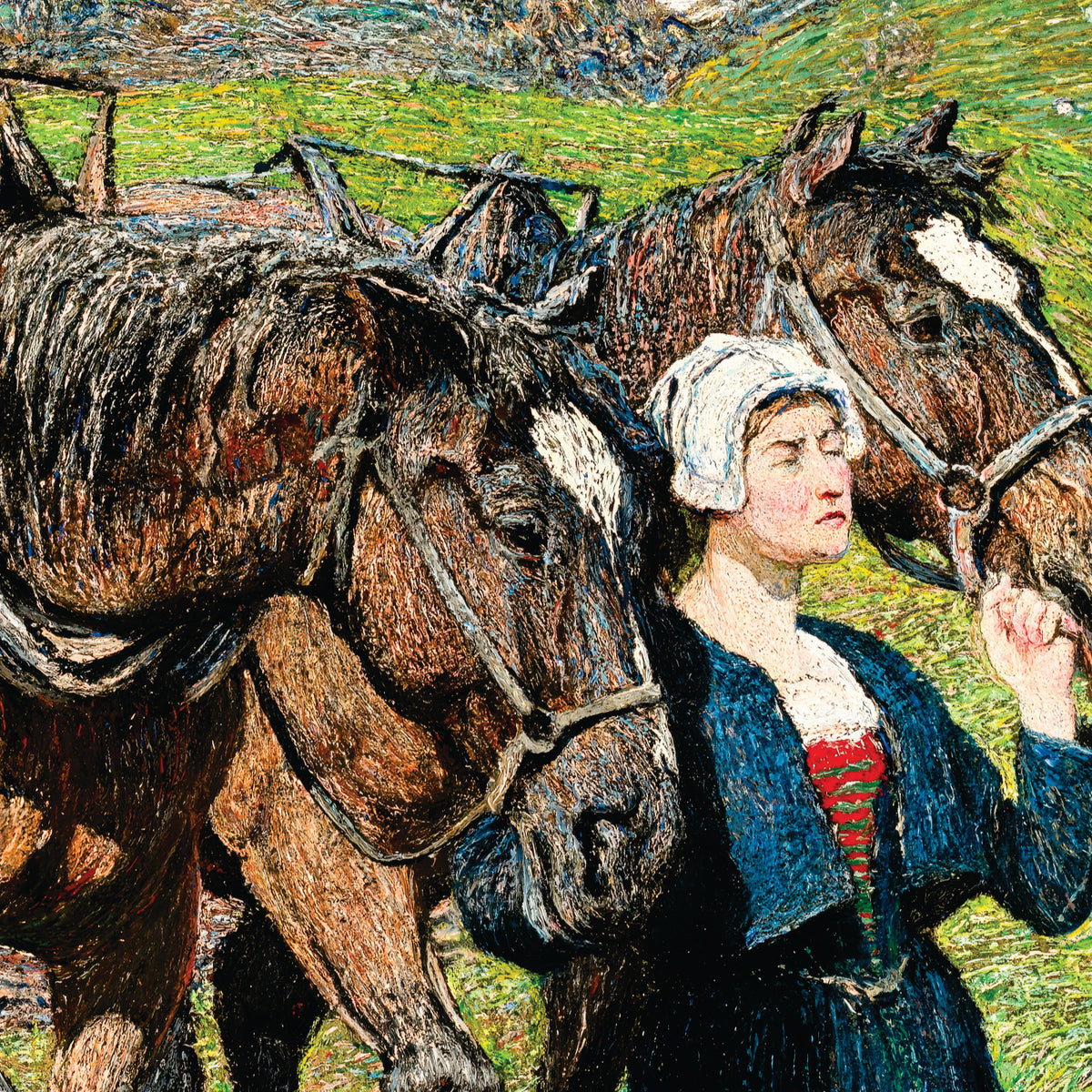 Spring in the Alps – Giovanni Segantini, 1897, print detail at full resolution
