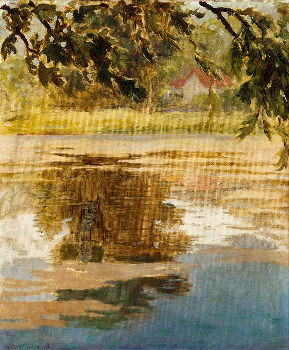 Reflections at Ville d'Avray - Grant Wood, 1920, framed