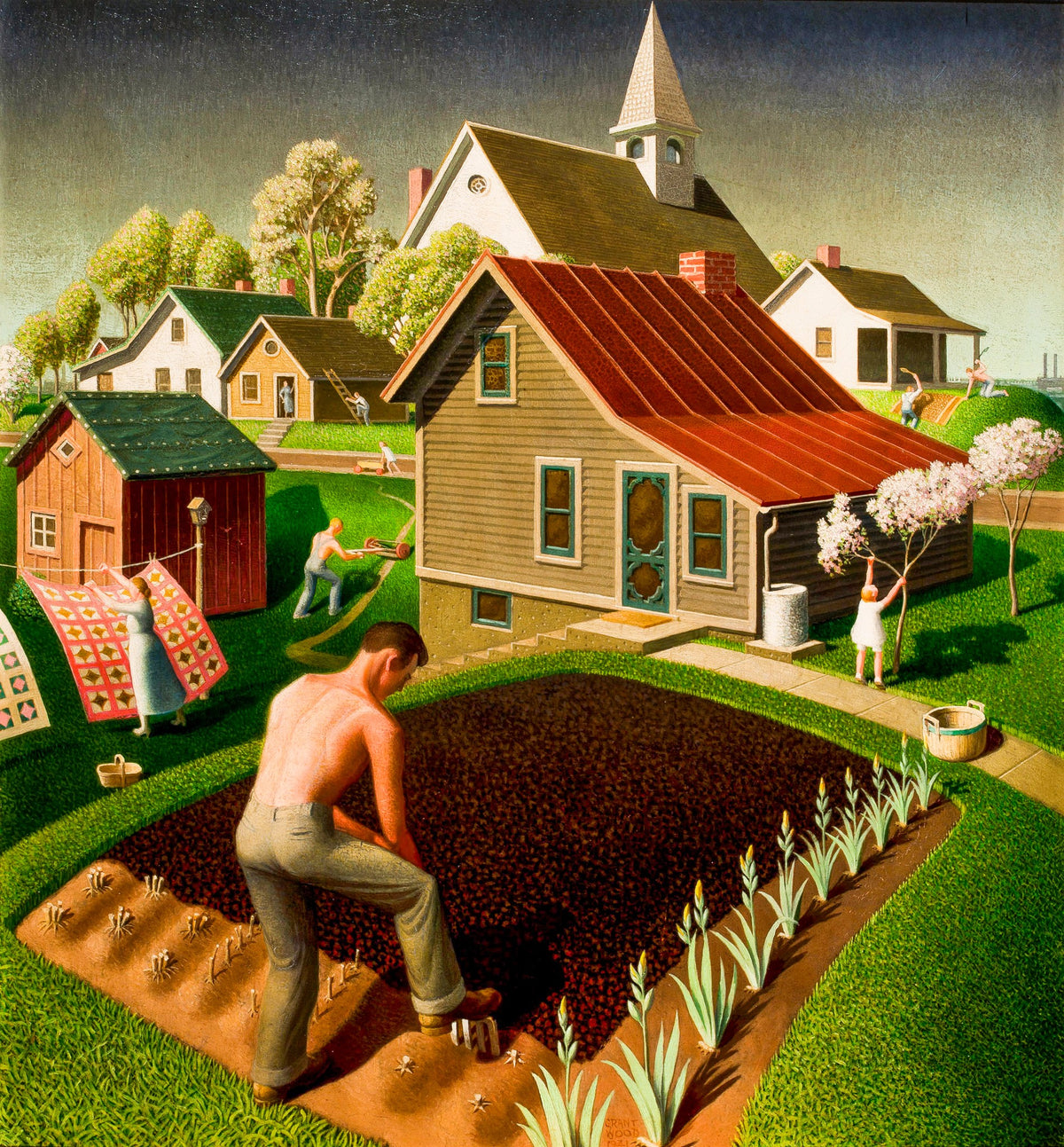 Spring In Town – Grant Wood, 1941, framed