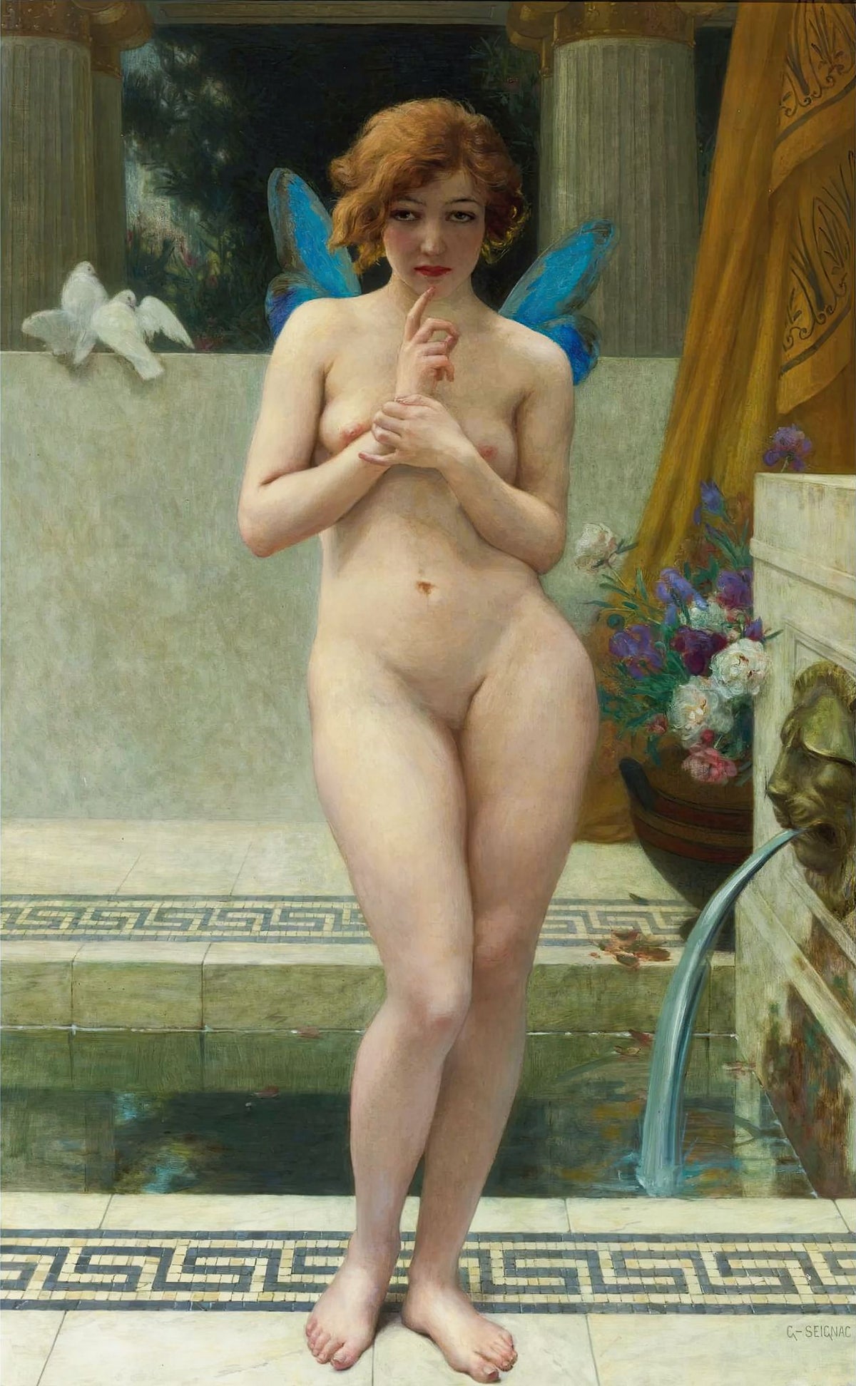 Psyche à la Fontaine – Guillaume Seignac, c. 1900, framed