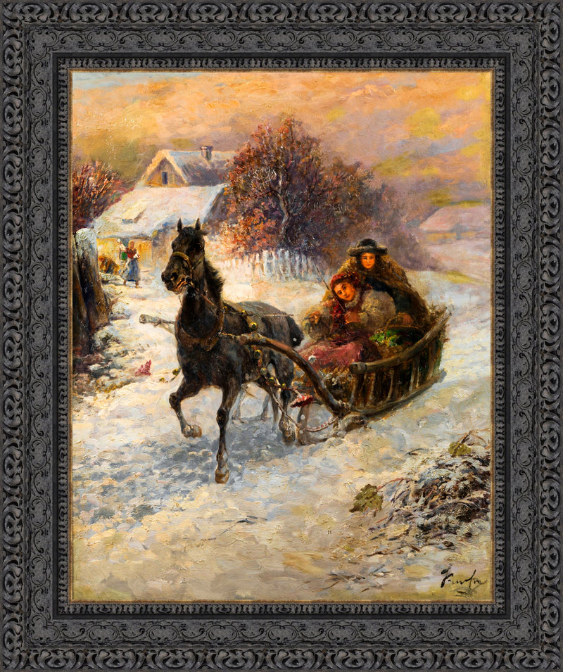 Fröhliche Schlittenfahrt – Gustav Prucha, c. 1895