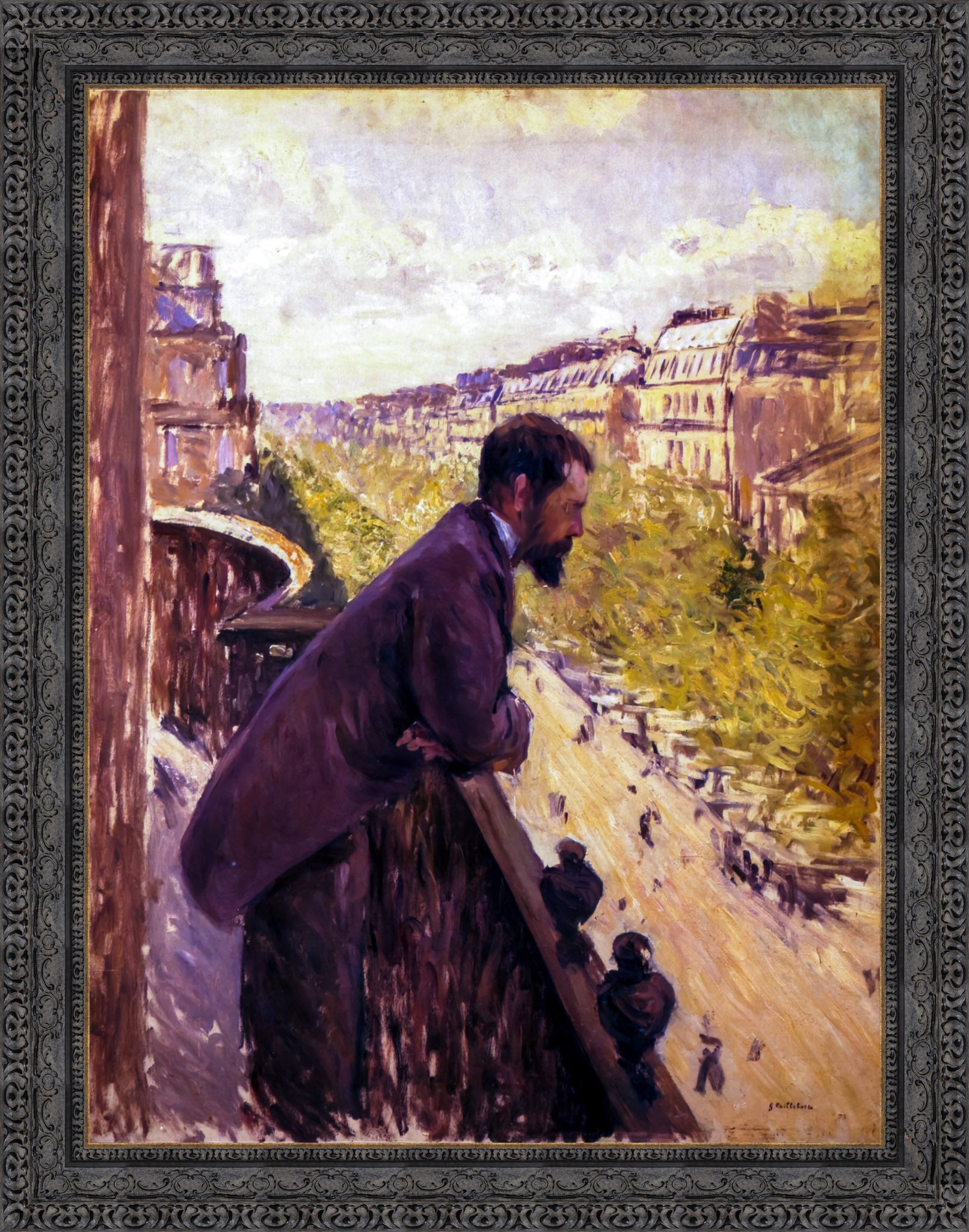 Man on a Balcony by Gustave Caillebotte — Framed Giclee Canvas Print | Canvas Classics