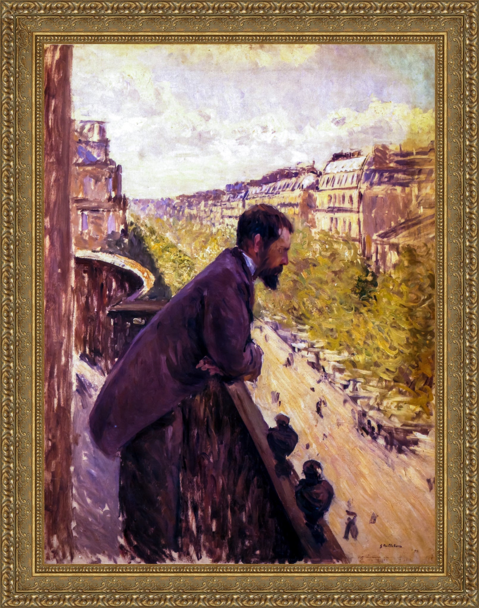 Man on a Balcony by Gustave Caillebotte — Framed Giclee Canvas Print | Canvas Classics