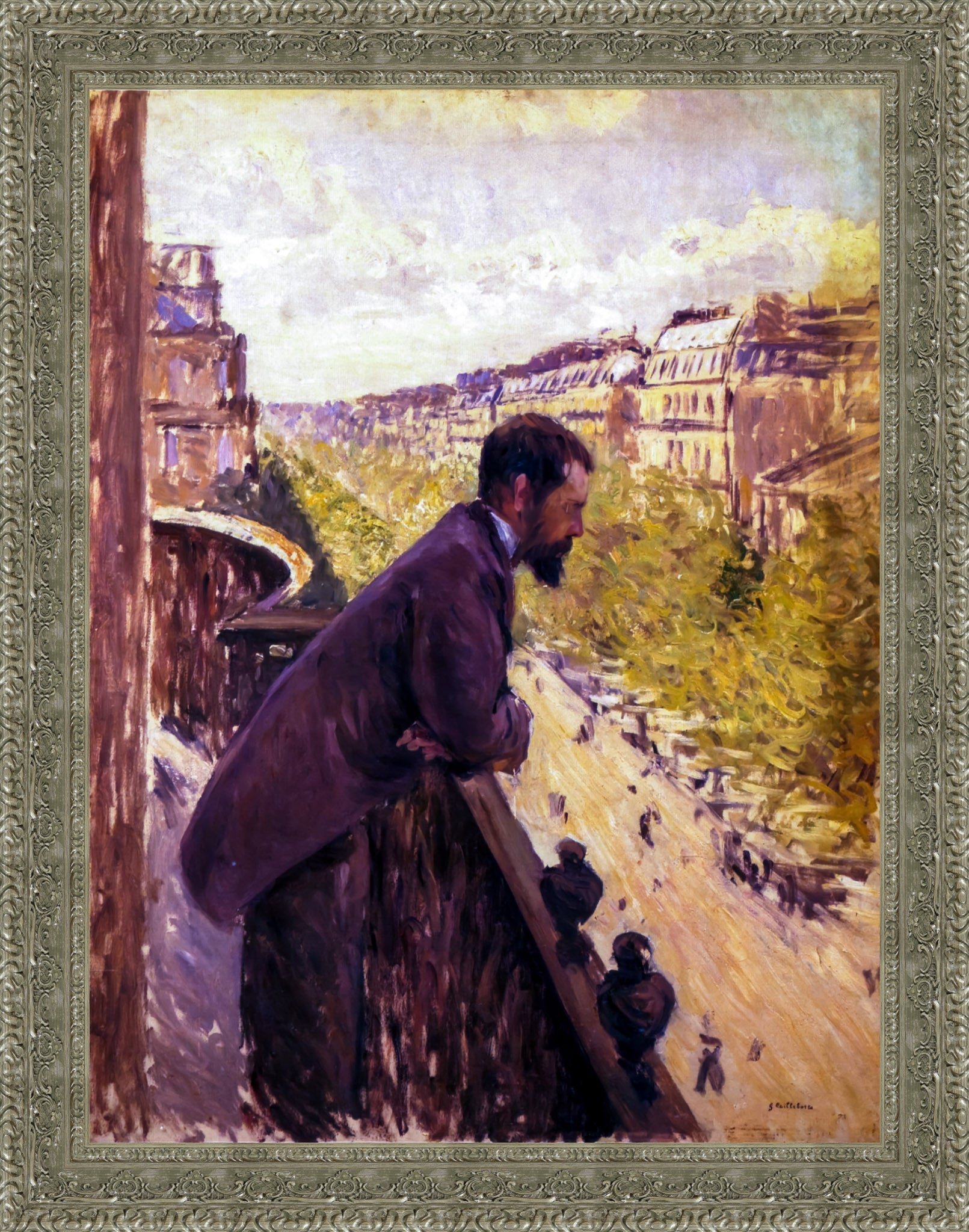 Man on a Balcony by Gustave Caillebotte — Framed Giclee Canvas Print | Canvas Classics