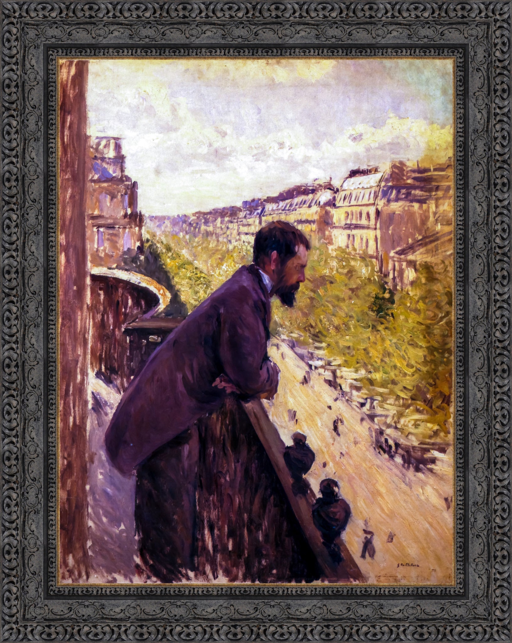 Man on a Balcony by Gustave Caillebotte — Framed Giclee Canvas Print | Canvas Classics
