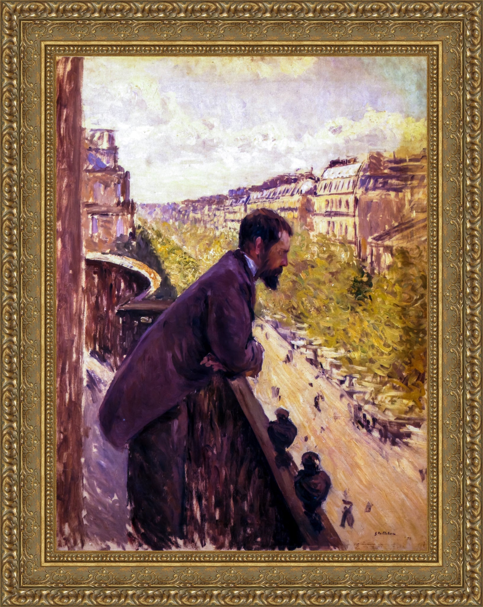 Man on a Balcony by Gustave Caillebotte — Framed Giclee Canvas Print | Canvas Classics