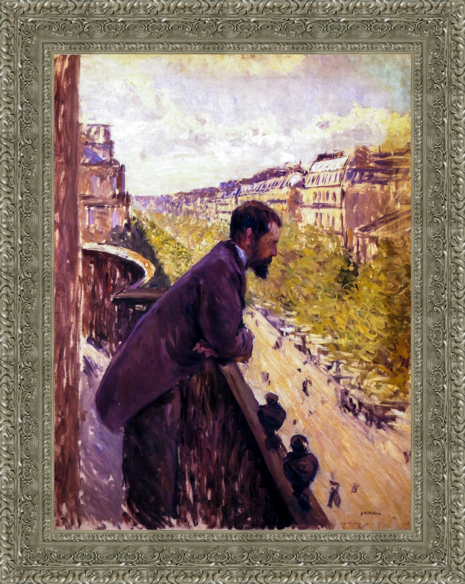 Man on a Balcony by Gustave Caillebotte — Framed Giclee Canvas Print | Canvas Classics
