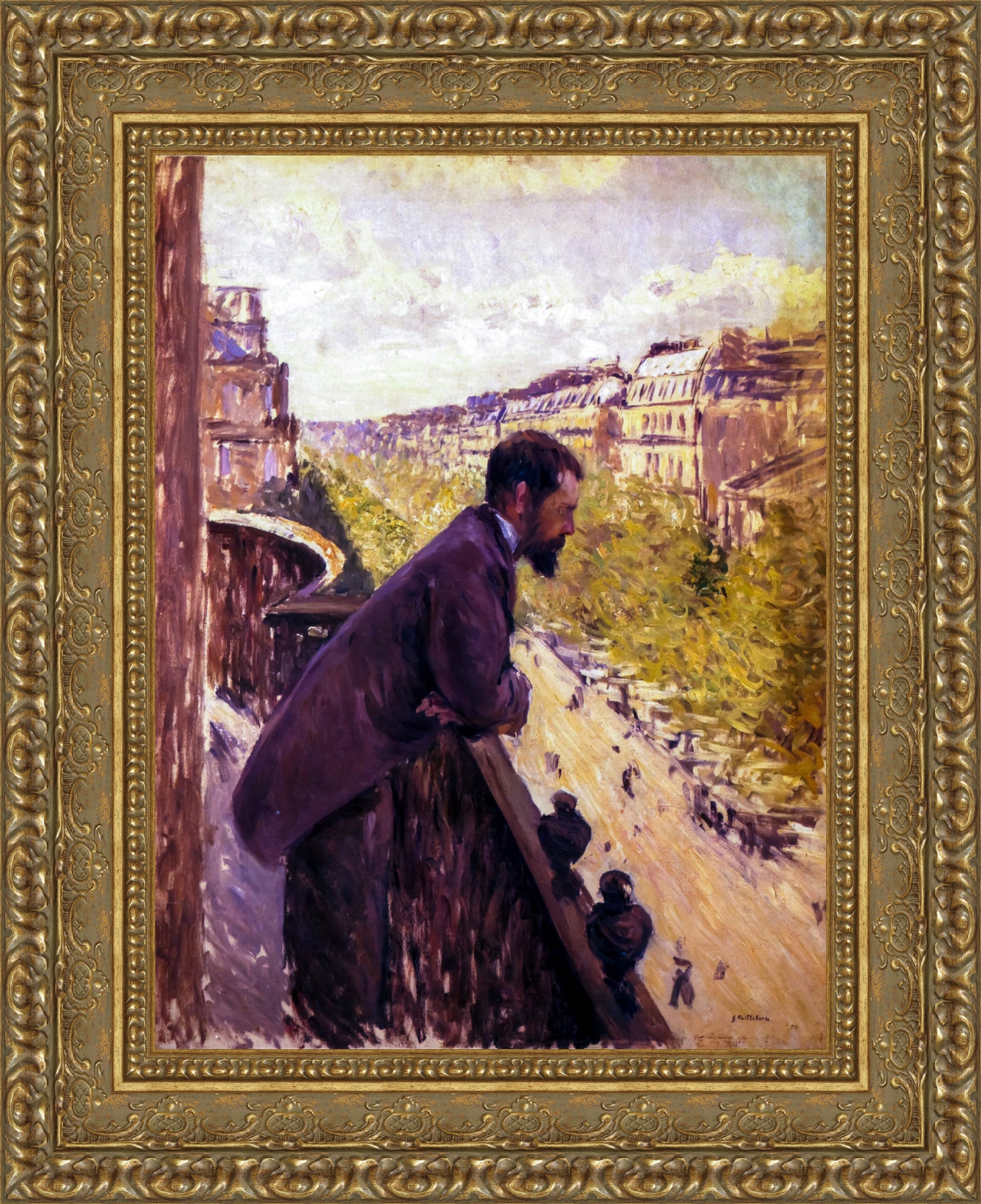Man on a Balcony by Gustave Caillebotte — Framed Giclee Canvas Print | Canvas Classics