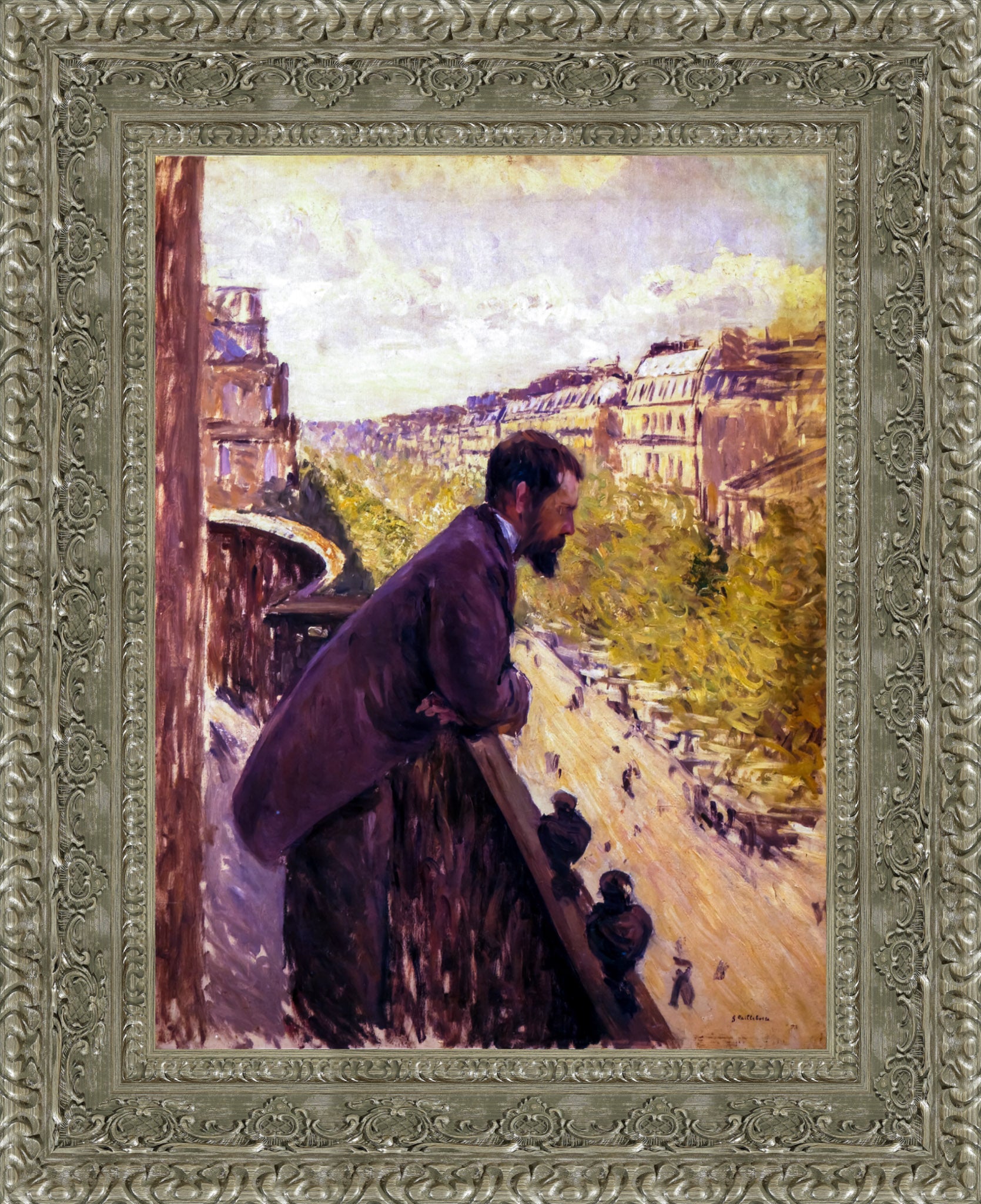 Man on a Balcony by Gustave Caillebotte — Framed Giclee Canvas Print | Canvas Classics